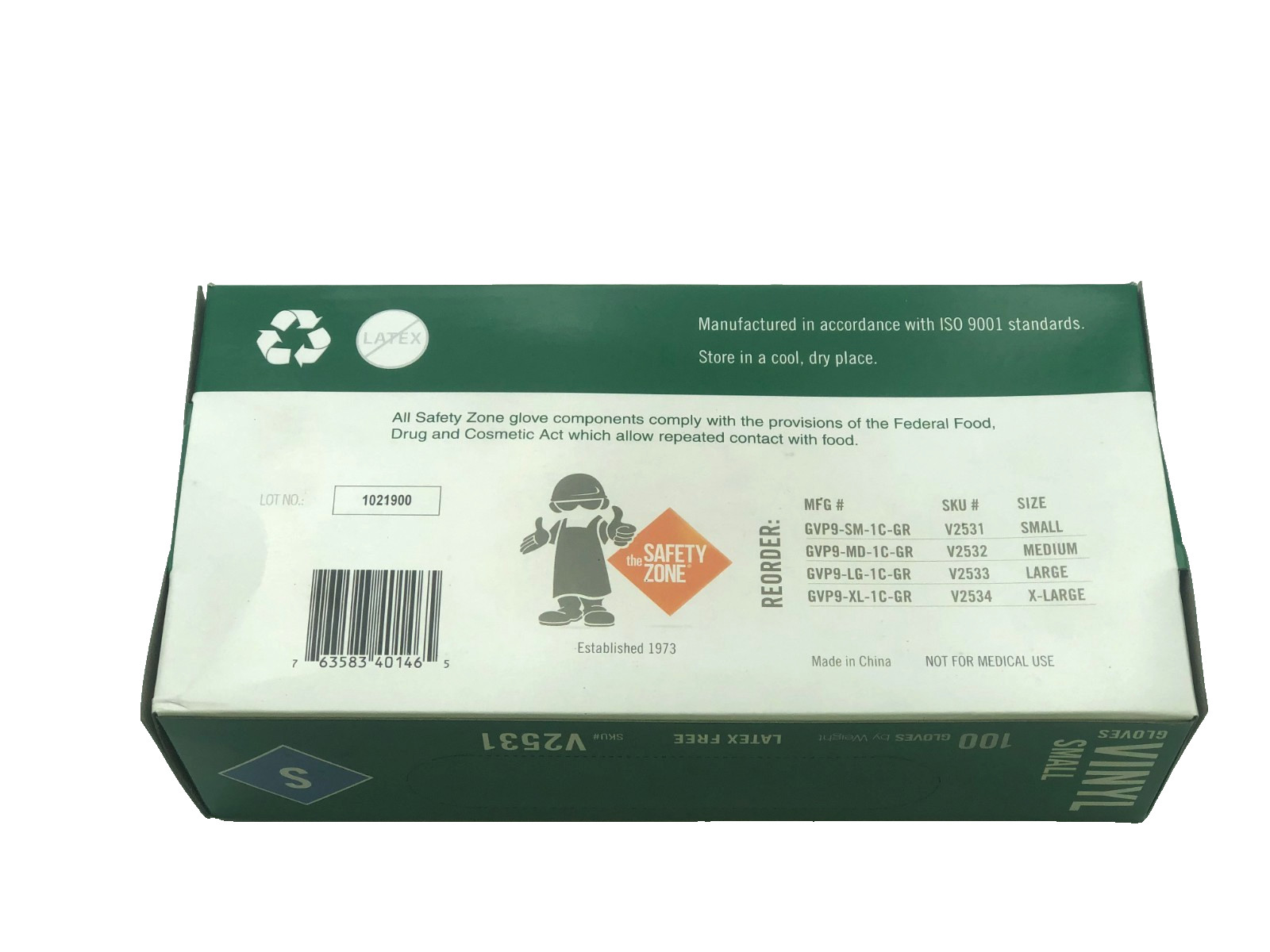 New Safety Zone GVP9-MD-1C-BL Vinyl Gloves Small Green 1000 Case Powder Free