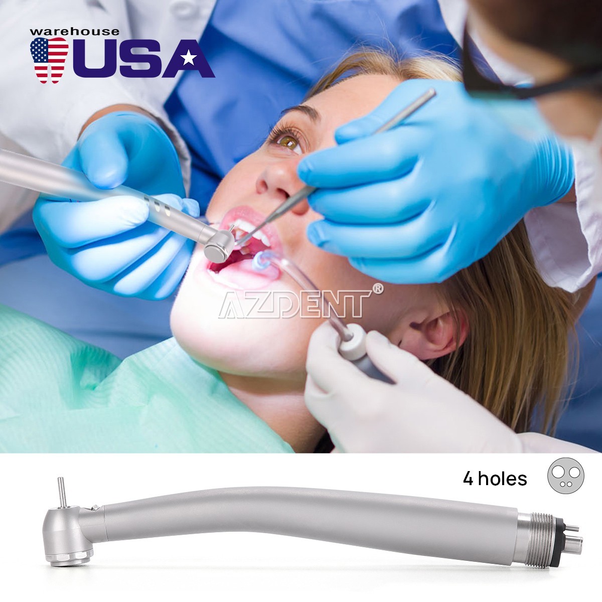 Dental LED E-generator Fiber Optic High Speed Handpiece Turbine 4 Holes