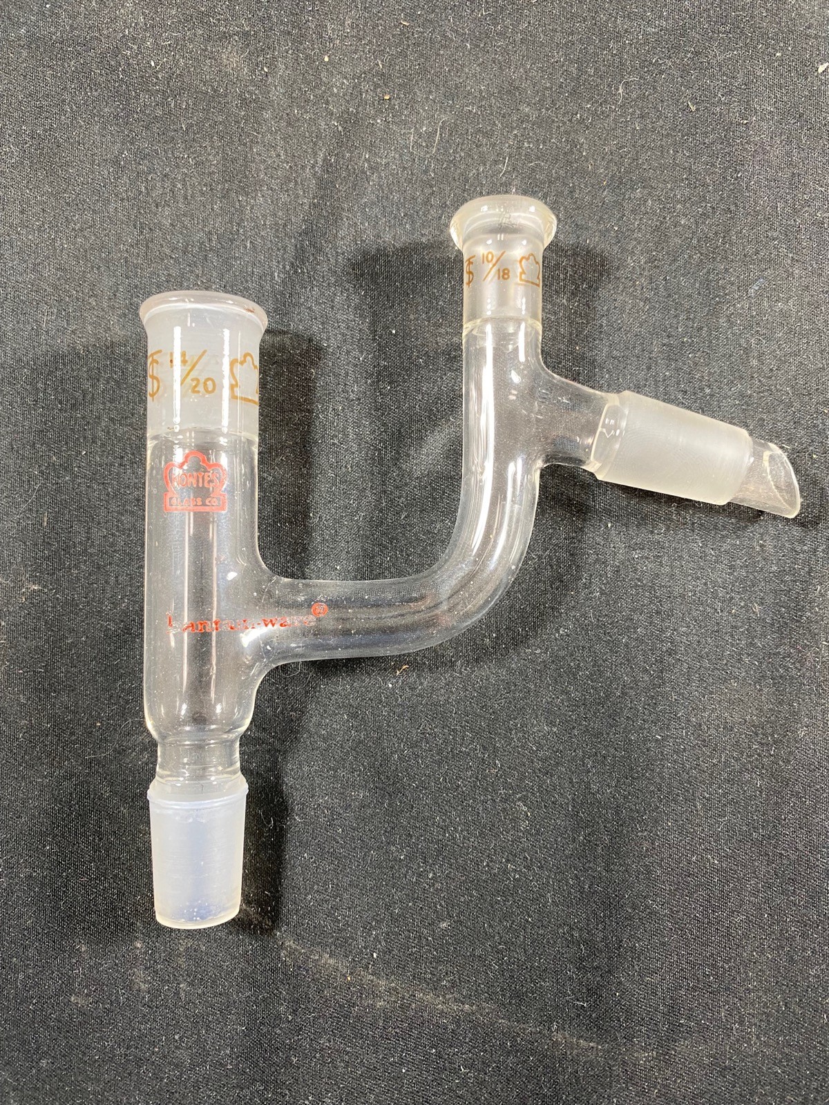 KIMBLE KONTES Glass 14/20 10/18 Thermometer Joint Claisen Distillation Adapter