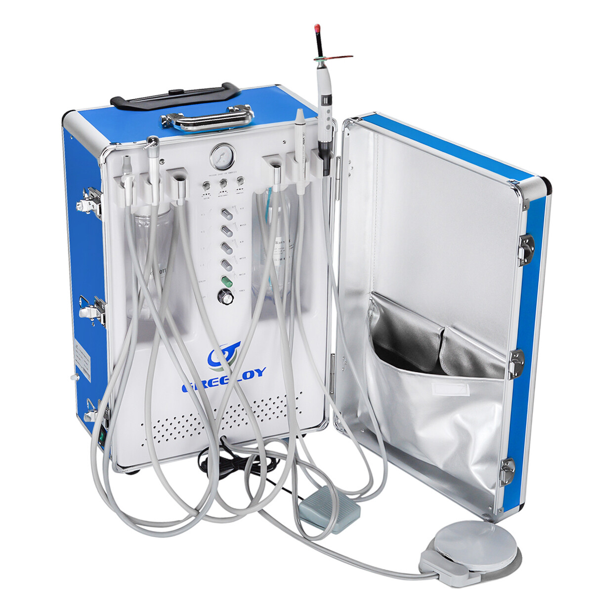 Portable Dental Unit with Air Compressor Curing Light + Scaler 2H GU-P206S US