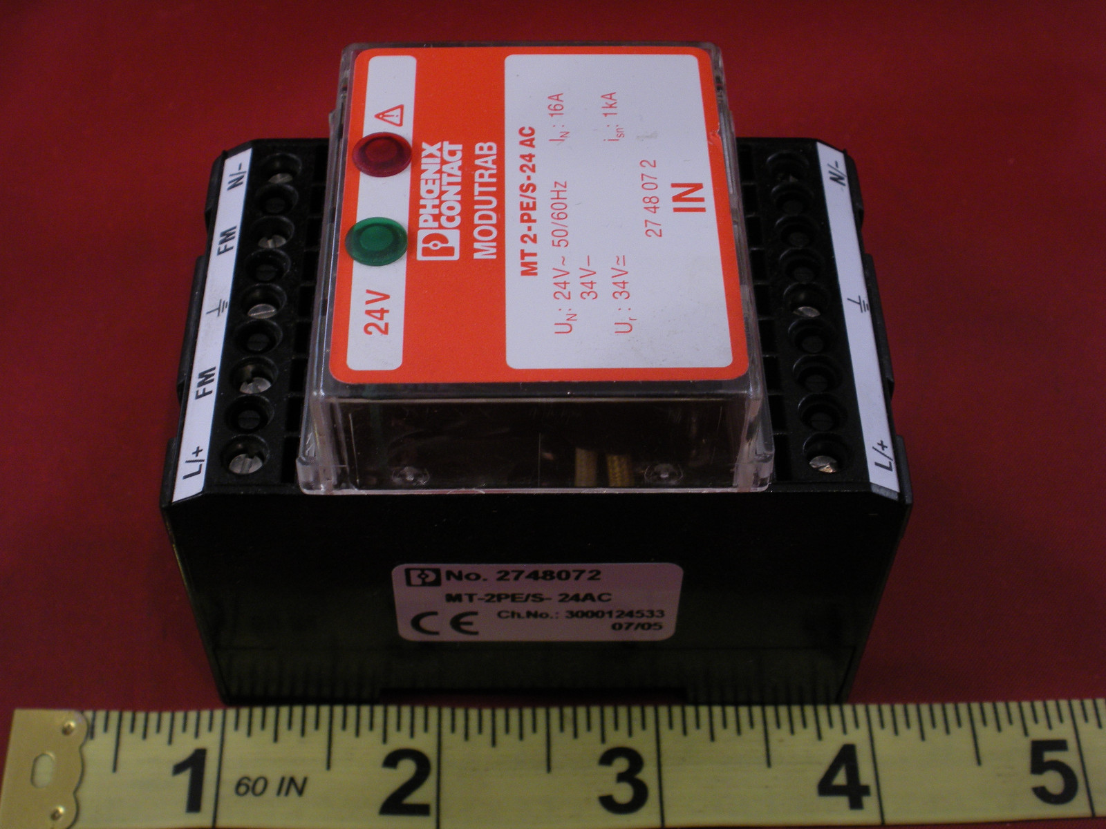 Phoenix MT 2-PE/S-24 AC Surge Protection Device Module 2748072 Modutrab used