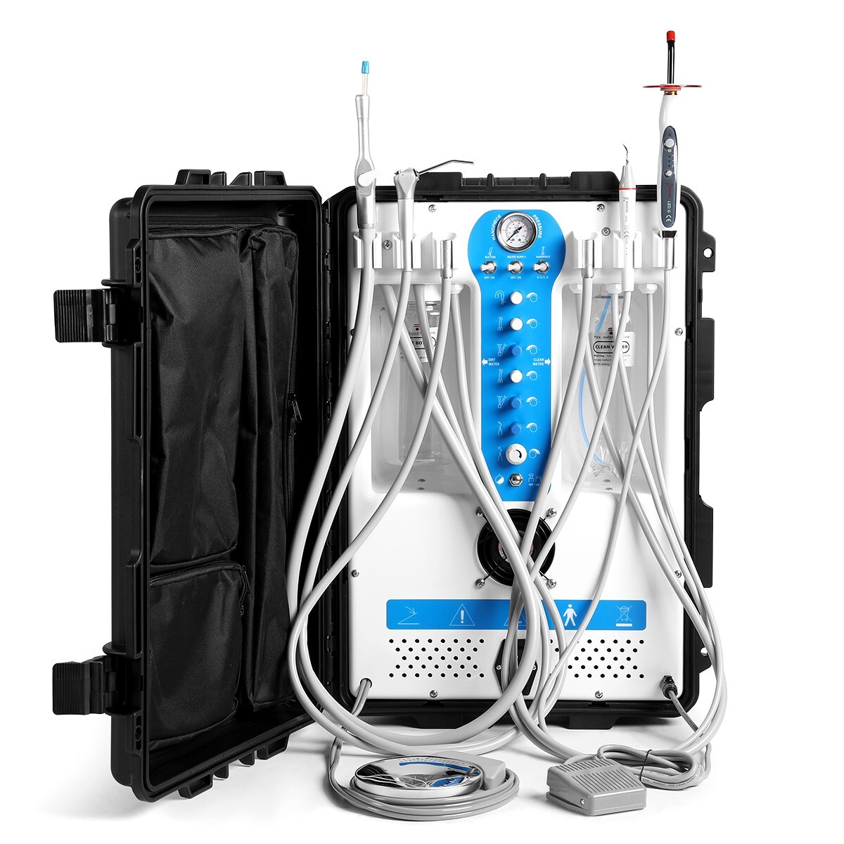 Portable Dental Chair Delivery Unit 600W Oil-Free Compressor 3-Way Syringe P206S