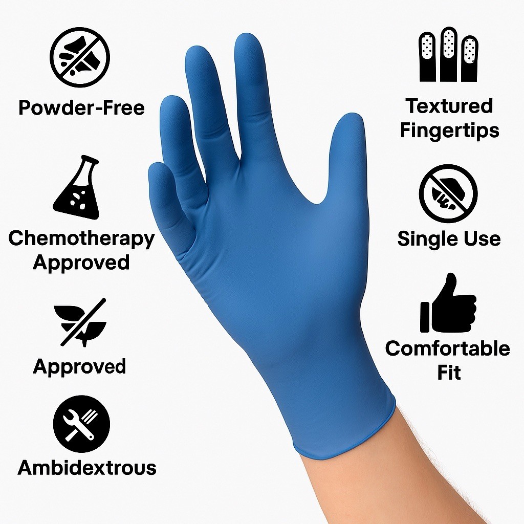 Kirkland Signature Nitrile Exam Powder-Free Exam Gloves – LARGE – 200 Count
