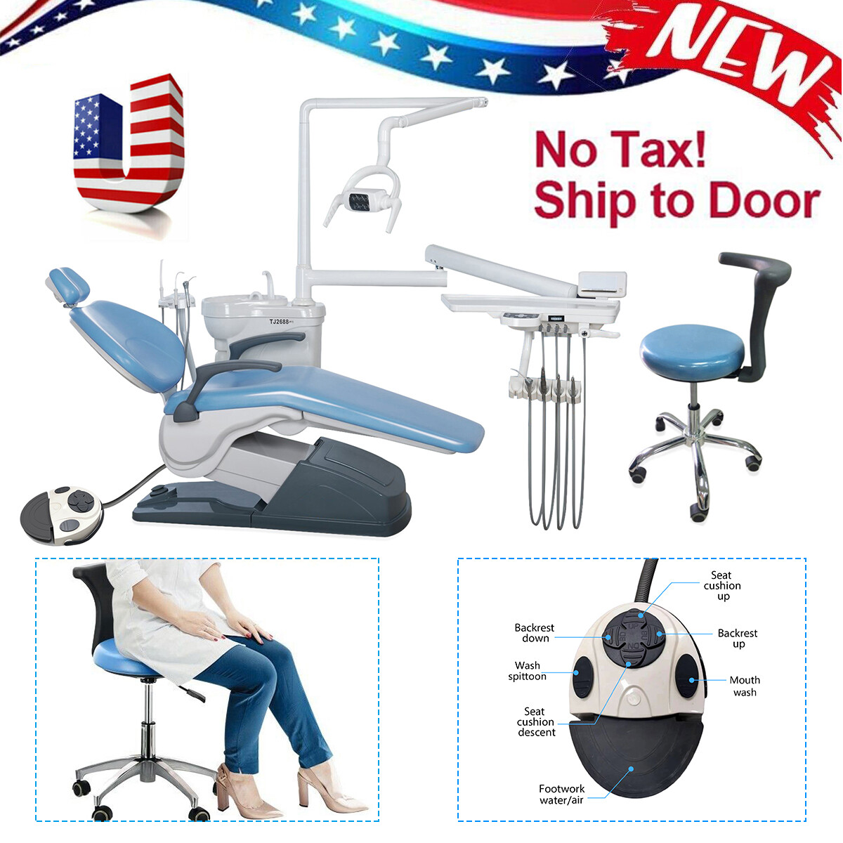 Compensate Wider Unit Chair Computer Control PU Leather+Stool TJ2688-A1