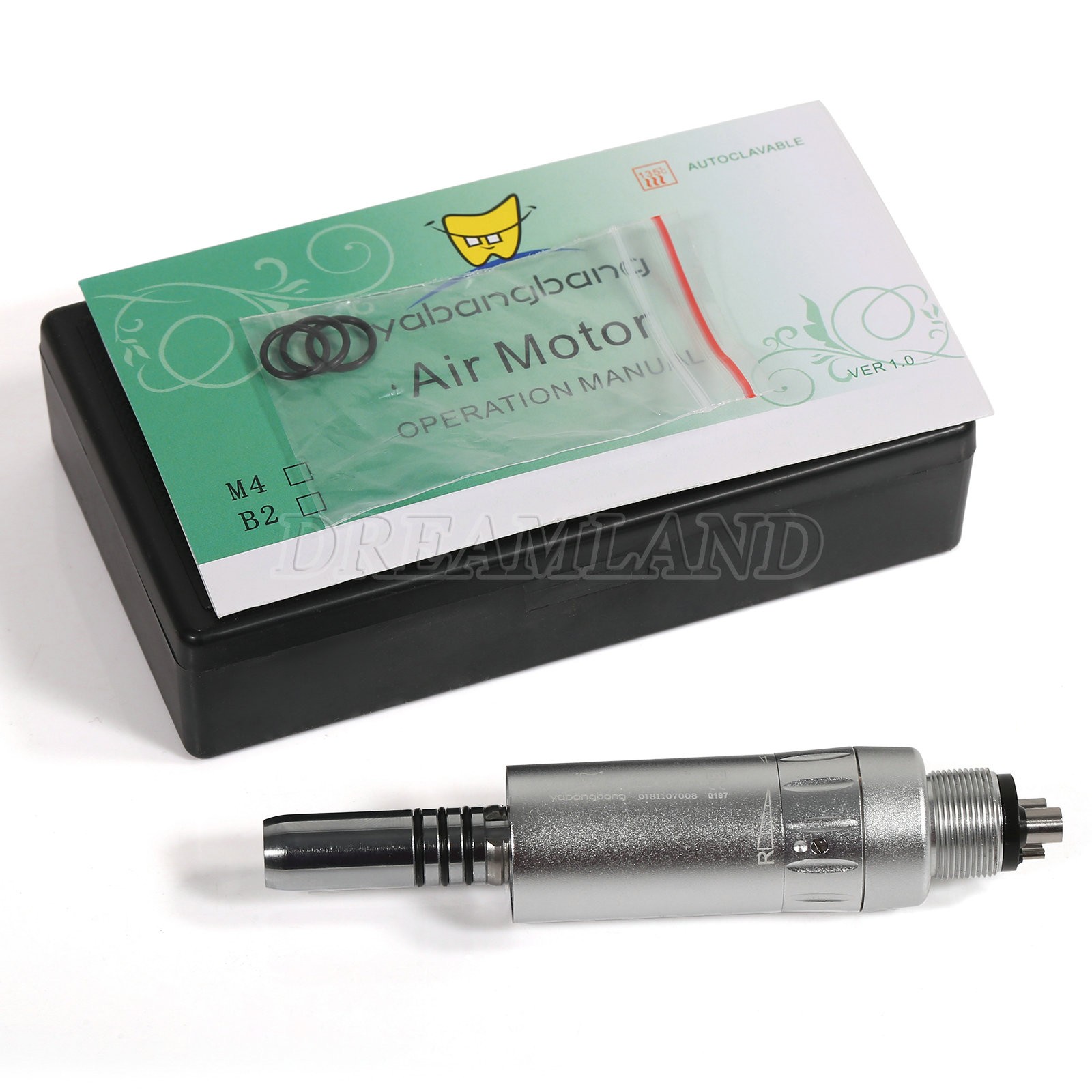 Dental SLow Speed LED Handpiece Optic Fiber Contra Angle Motor 4Hole Inner Water