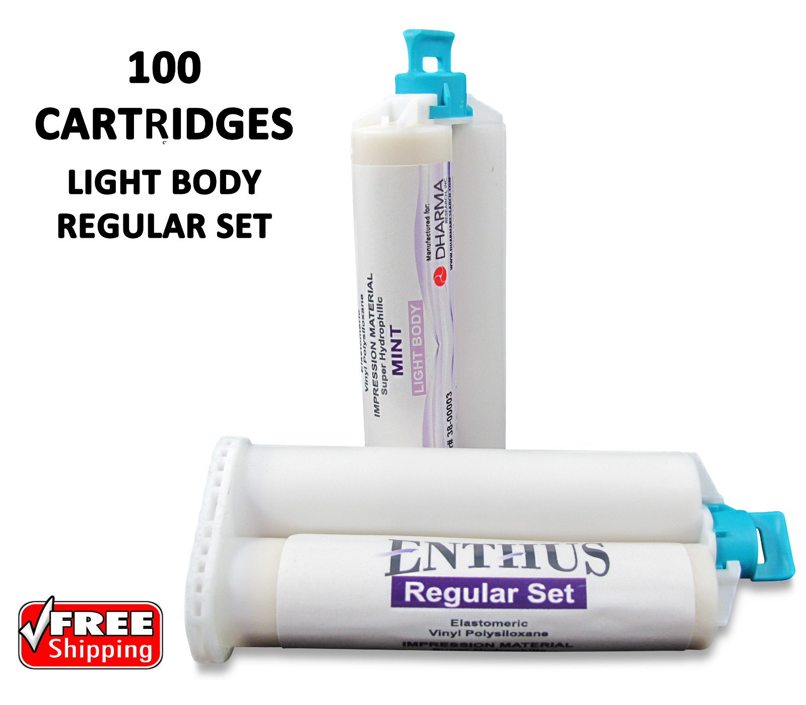 Enthus LIGHT BODY VPS Impression Material REGULAR Set 100 X 50ML Cartridges PVS