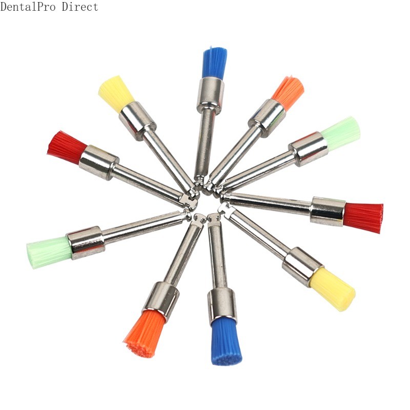 100Pcs Dental Prophy Polishing Brushes Colorful Nylon Flat Type Latch (RA) Shank