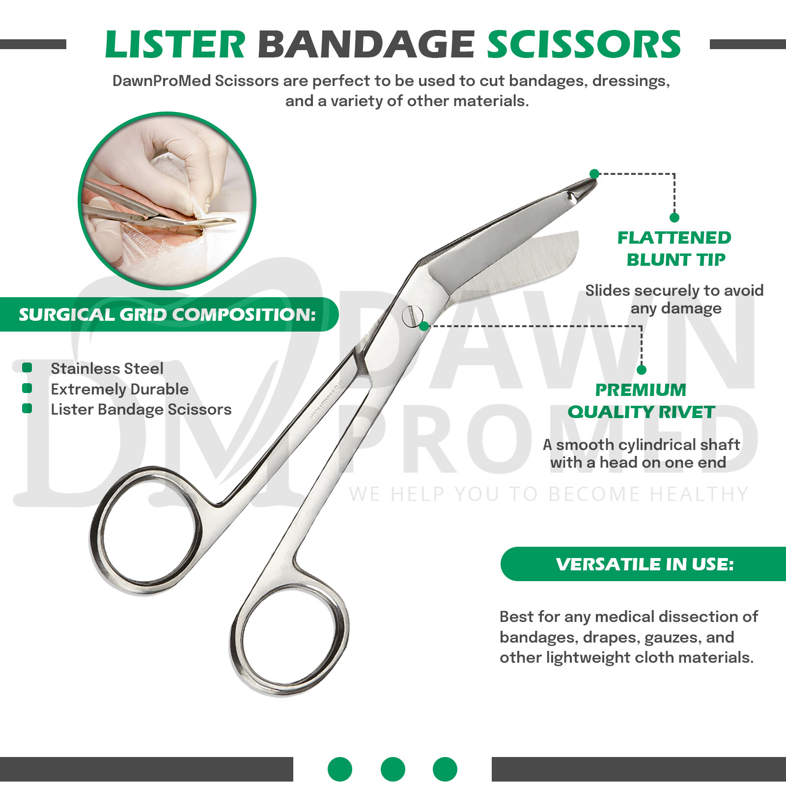 3 Lister Bandage Scissors 5.5″ EMT First Aid Surgical Medical German Grade