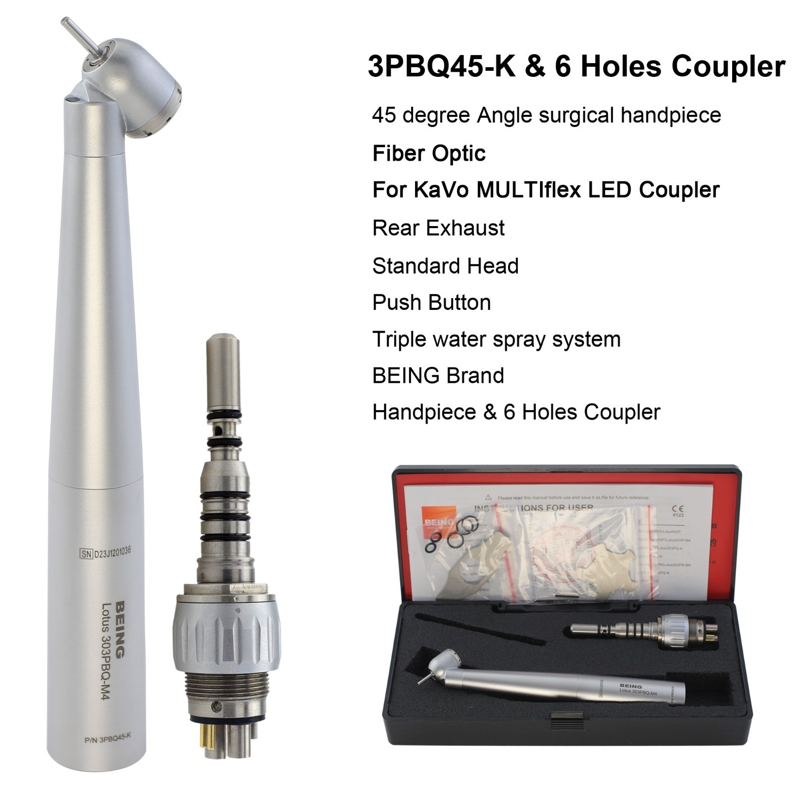 BEING Dental High Speed Surgical Handpiece 45 Degree For KaVo MULTIflex Coupler
