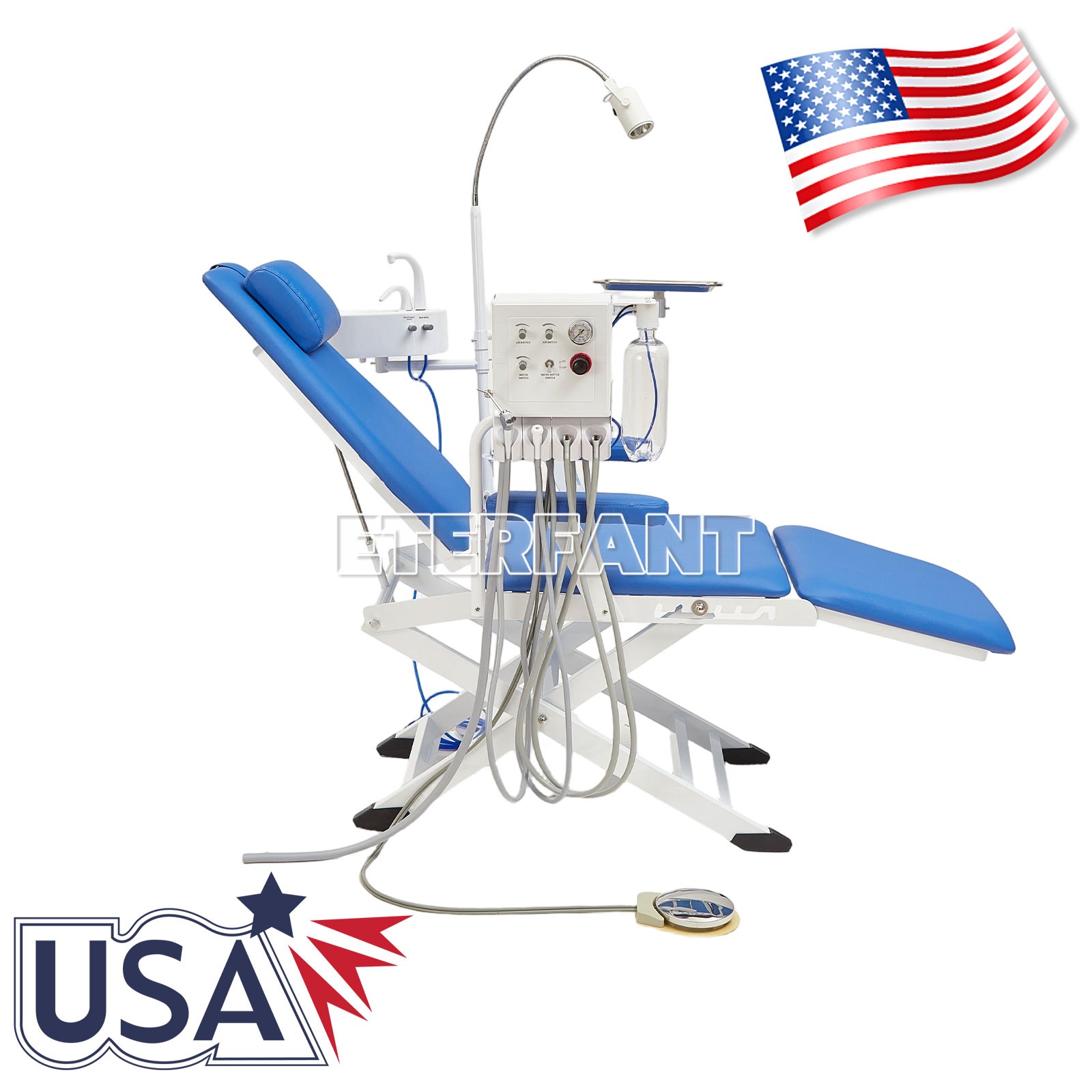 ENTERFANT Portable Dental Chair Mobile Exam Folding Silla LED Light Lamp+Tray
