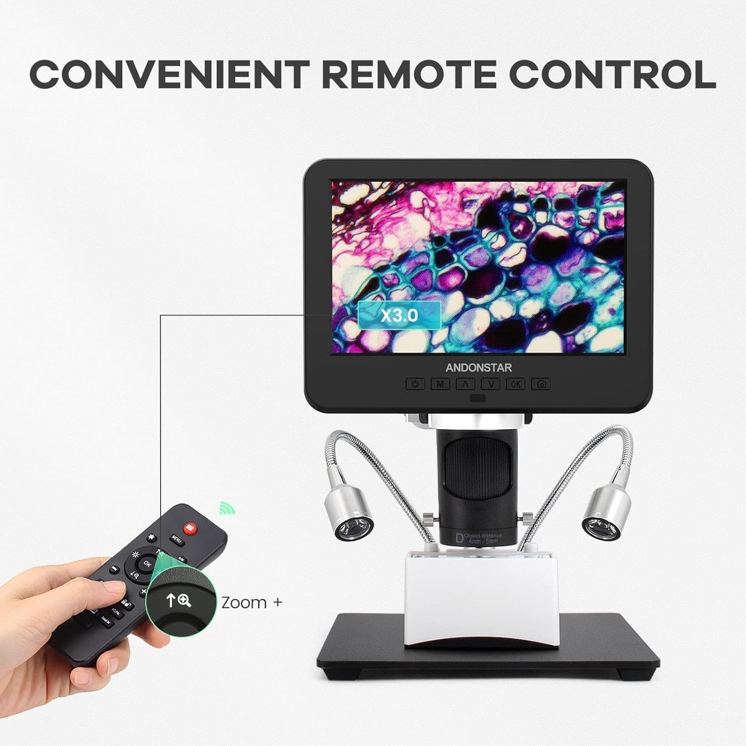 Multi-Functional 2000x Digital Microscope: 3 Lenses & Adjustable LED Lights
