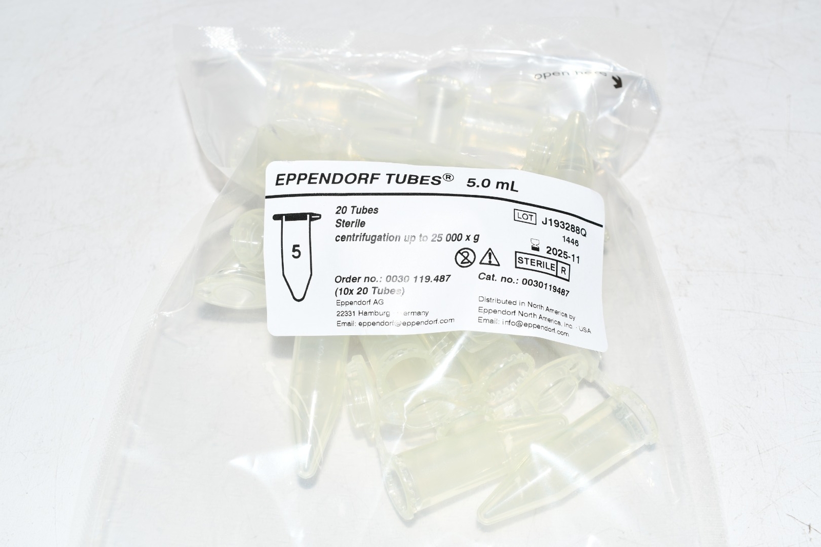 NEW Eppendorf 0030119487 Tubes Conical Tubes 5.0mL 20/ Pieces