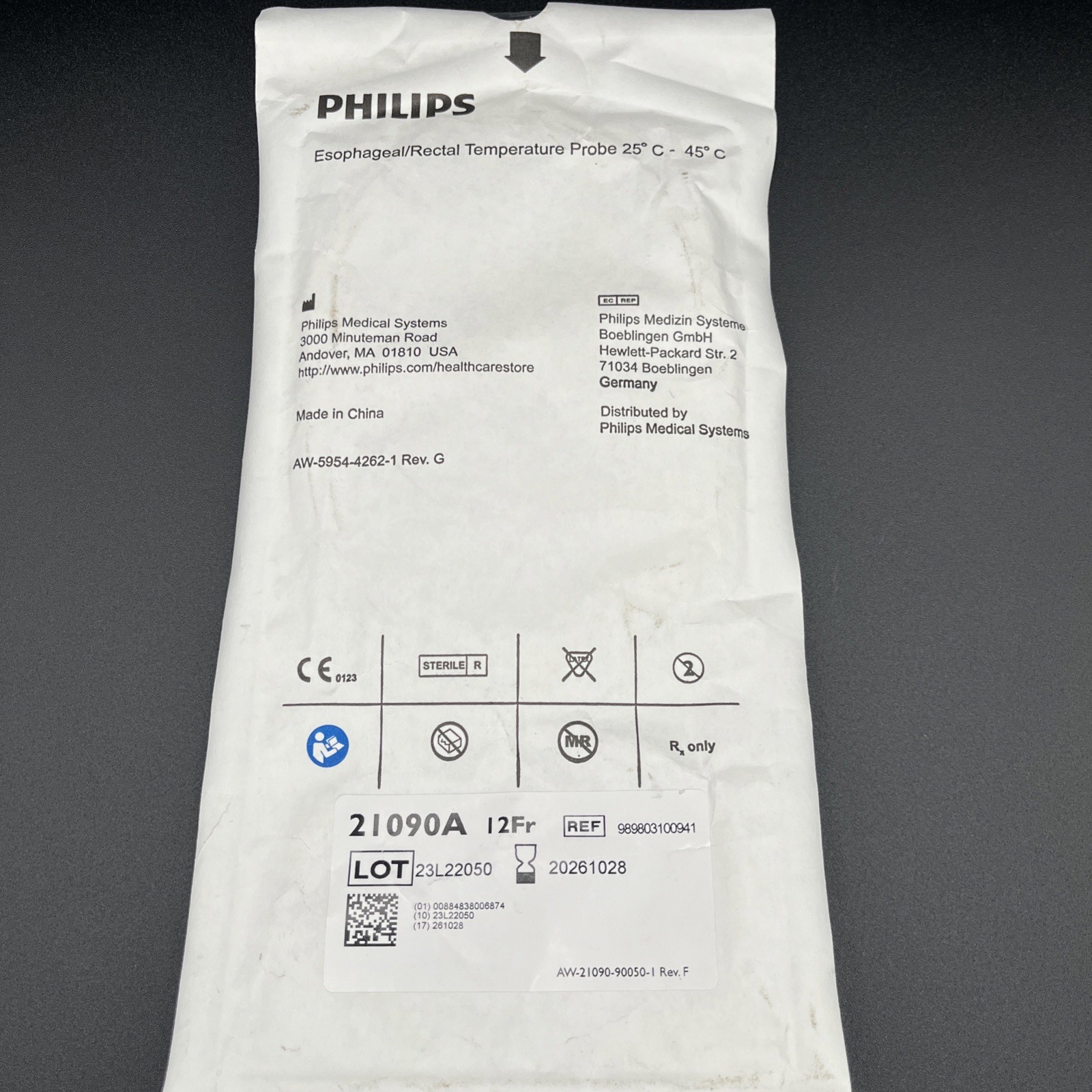 PHILIPS 21090A 12FR Esophageal/Rectal TEMPERATURE PROBE 10/2026