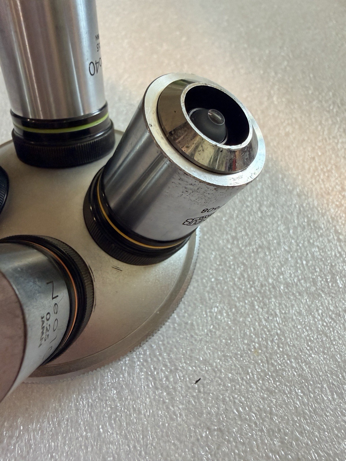 Olympus Microscope Objective Lens Lot Neo10 Neo20 Neo40 Neo50 w/ Turret