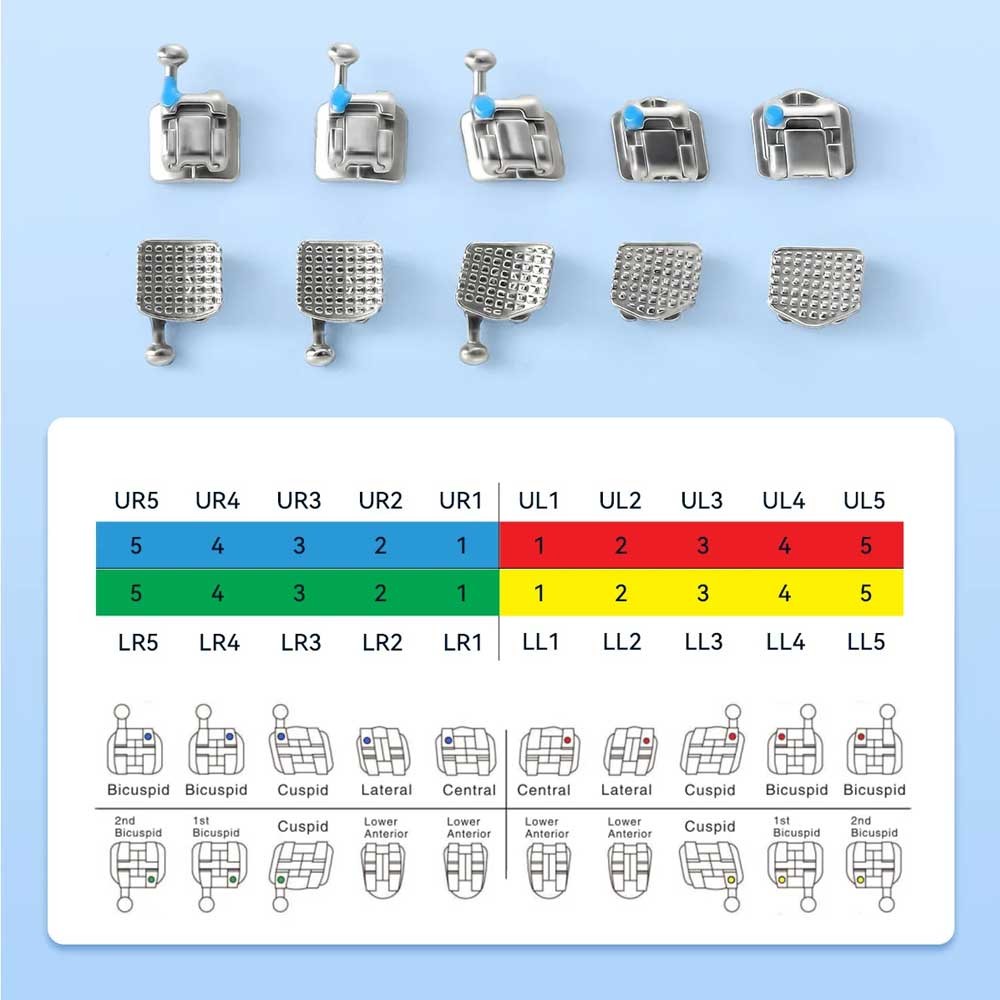 Dental Orthodontic Self Ligating Brace Bracket Mini Roth.022 Hooks 345