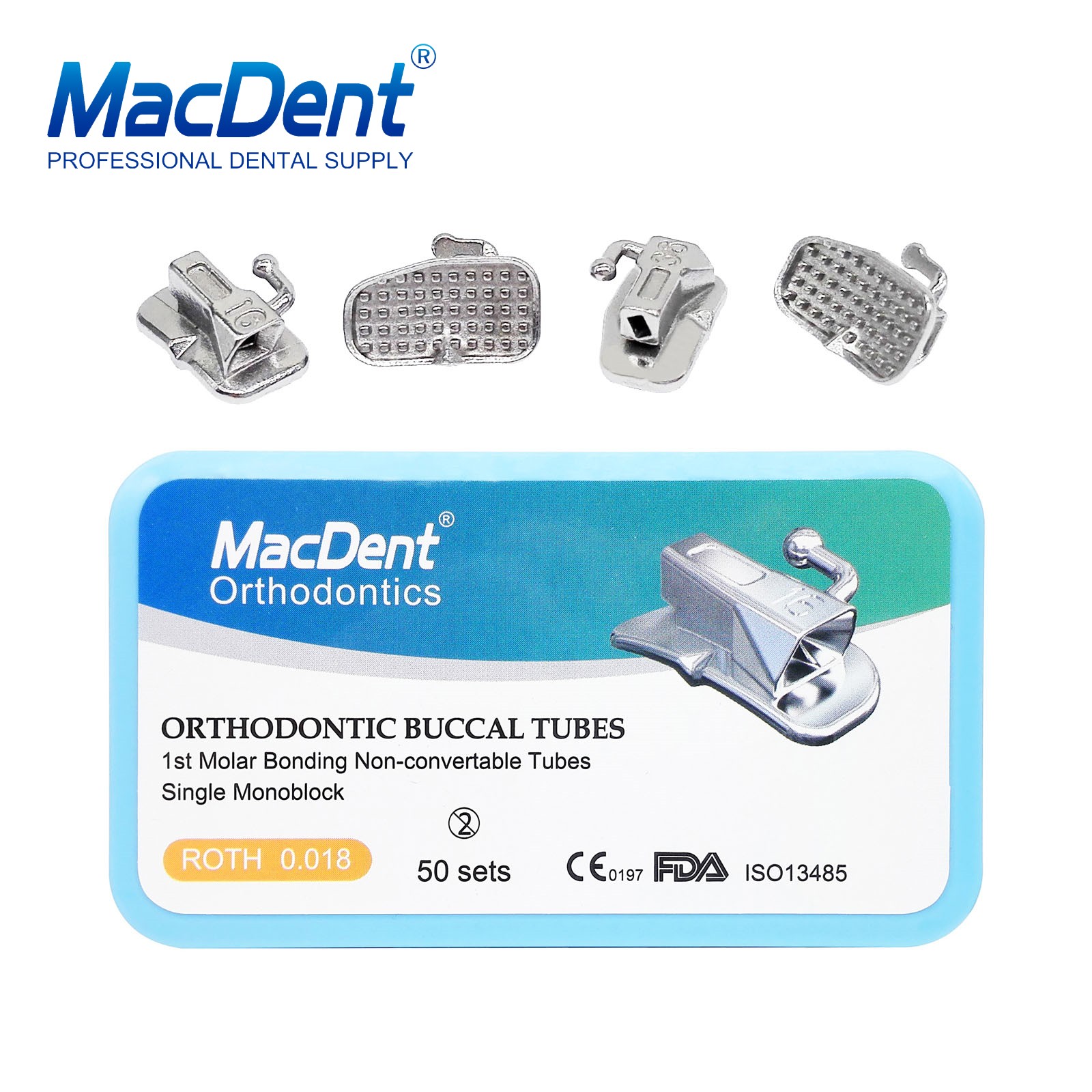 MacDent Dental Orthodontic Buccal Tubes 1st 2nd Molar Tube Roth MBT 022 Bondable
