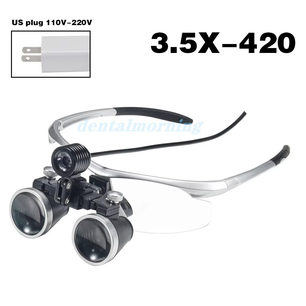 3.5X US Plug Dental Binocular Loupe Medical Operating Surgery Magnifier Black