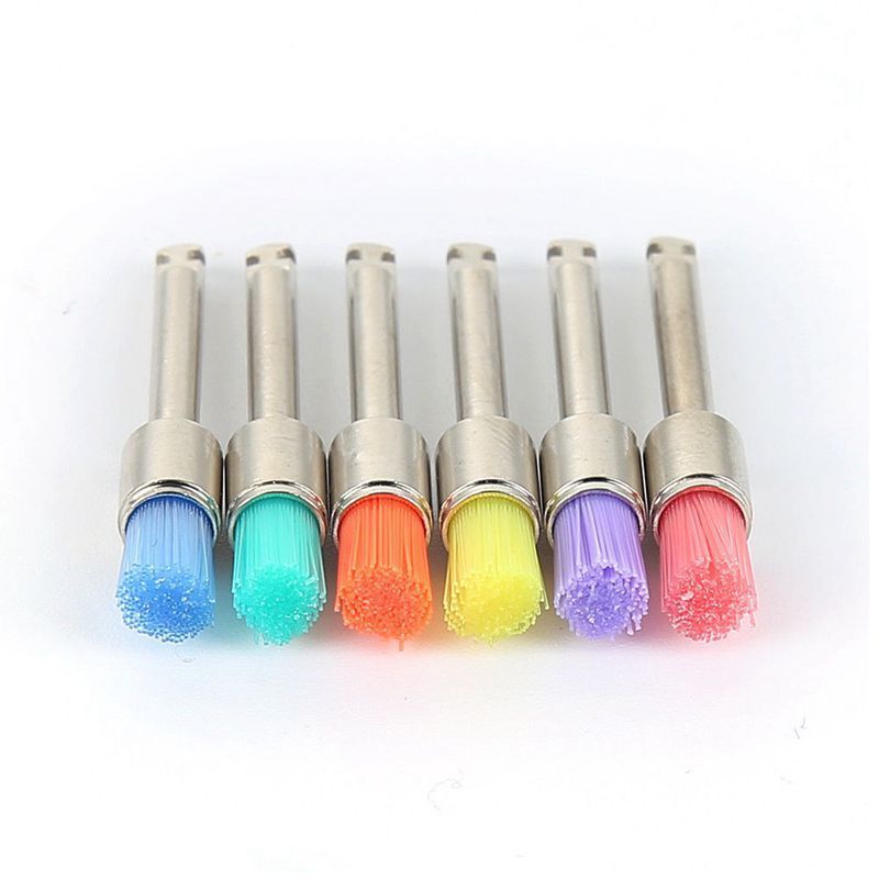 100 Pcs Dental Nylon Prophy Brush Polishing Polisher Mixed Color Latch Flat