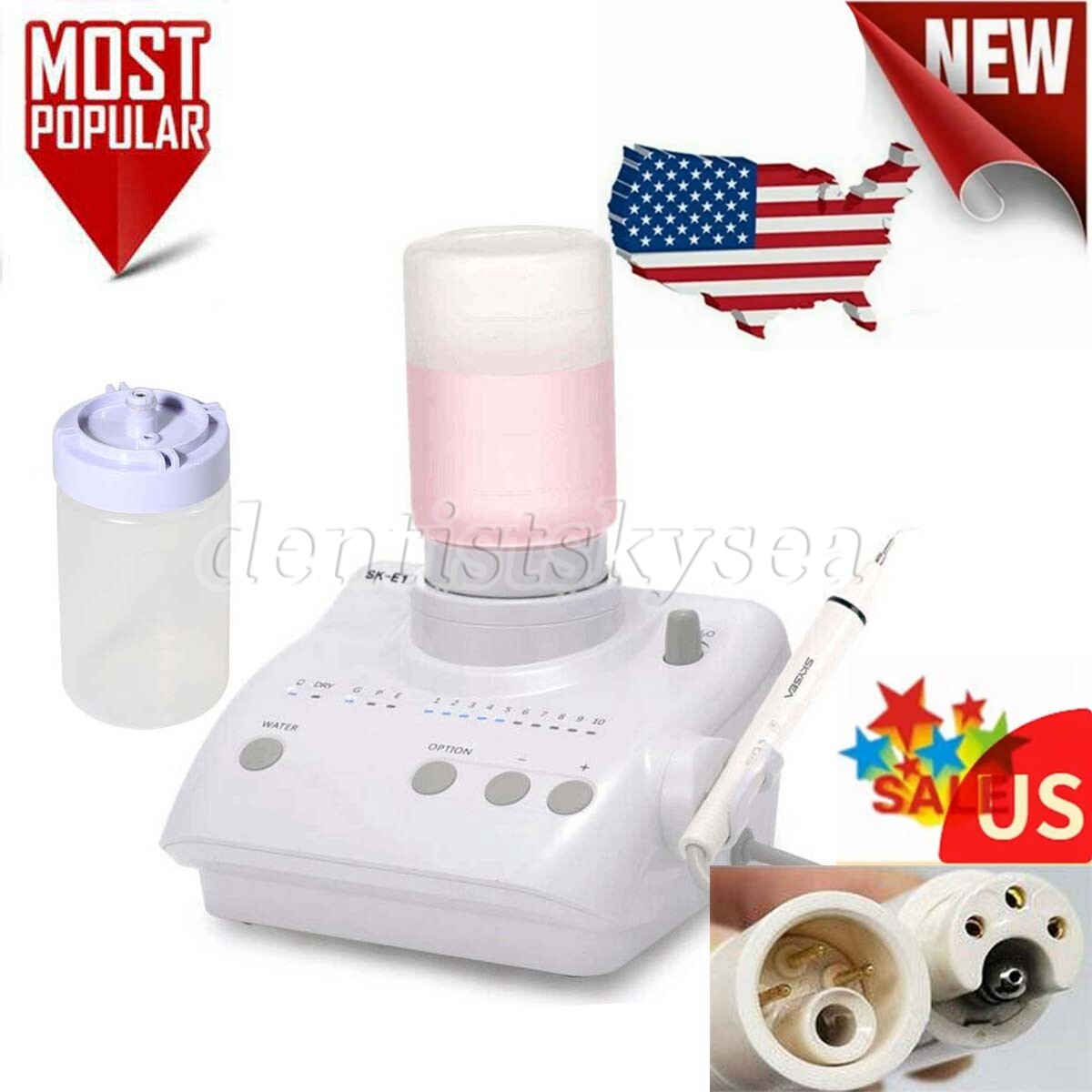 Dental Portable Ultrasonic Piezo Scaler auto water supply fit EMS & Handpiece