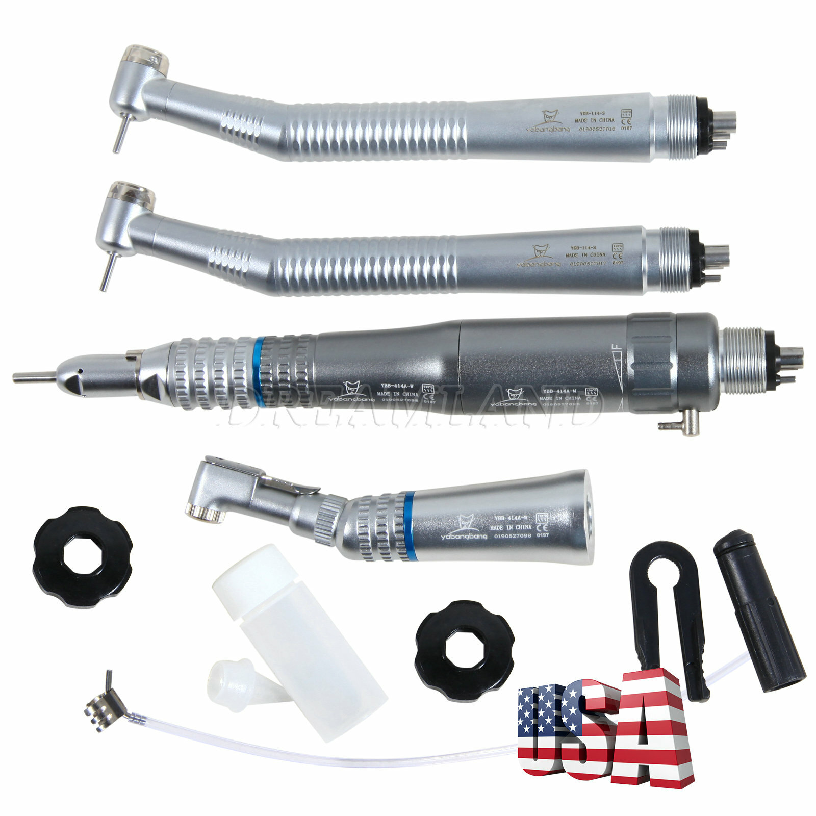 High Low Speed Handpiece Kit Contra Angle Air Motor Straight 4H NEW Dental