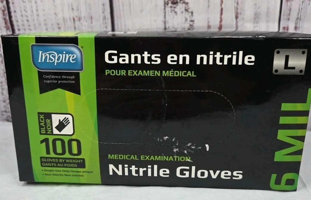 Nitrile Disposable Gloves Black Medical Exam Food Handling Cleaning Pack 100 Lg