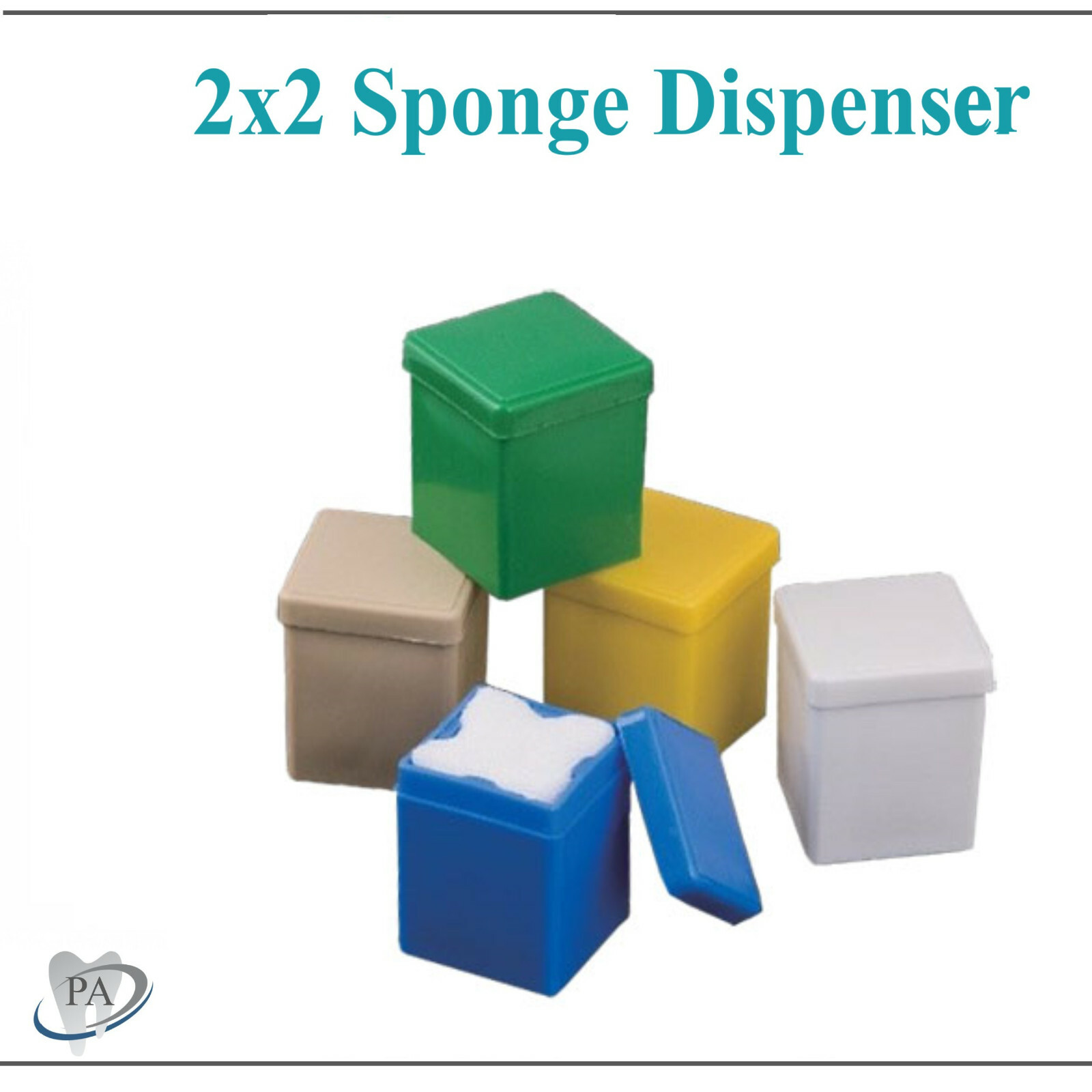 2″x 2″ SPONGE GAUZE DISPENSER – WHITE Or BLUE Or MAUVE – AUTOCLAVABLE