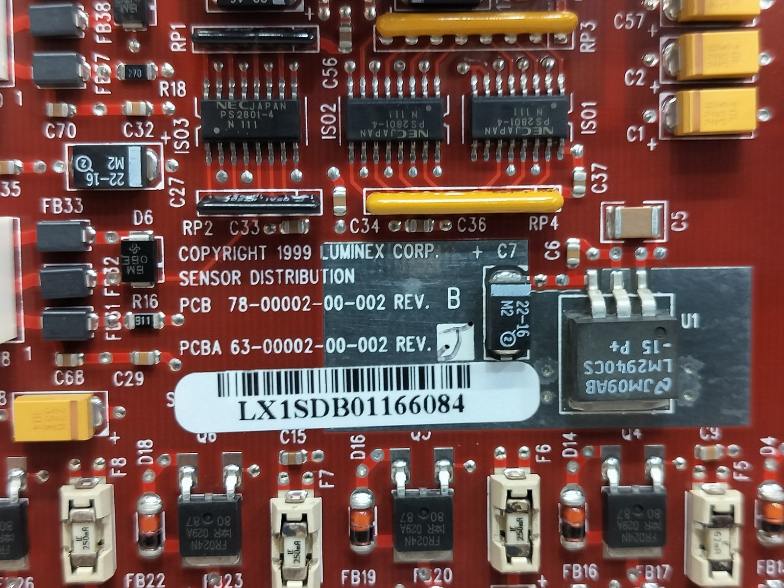 Luminex 78-00002-00-002 Rev B PCB Card 63-00002-00-002 Rev J