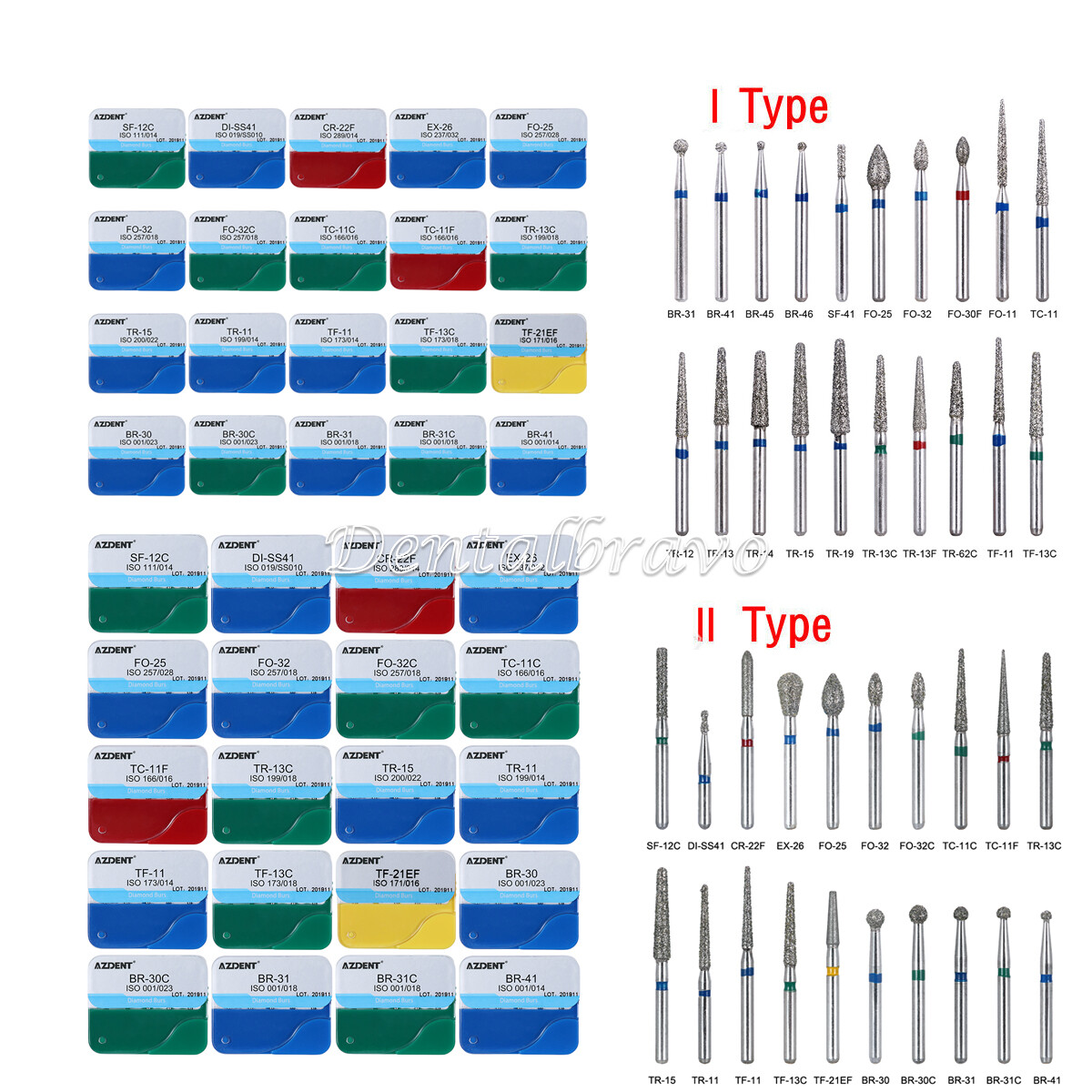 100pcs Dental Diamond Burs for High Speed Handpiece Medium FG1.6MMⅠ/ Ⅱ Type