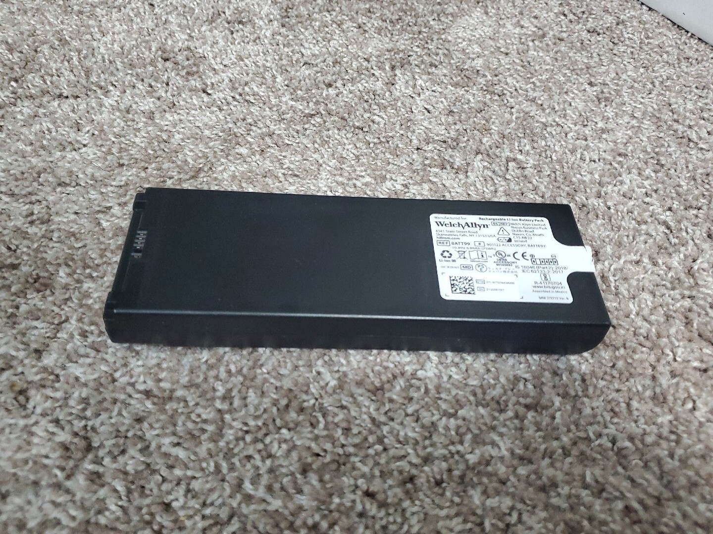 BATT99 Welch Allyn 9 Cell Lithium Ion Bat Single Pack