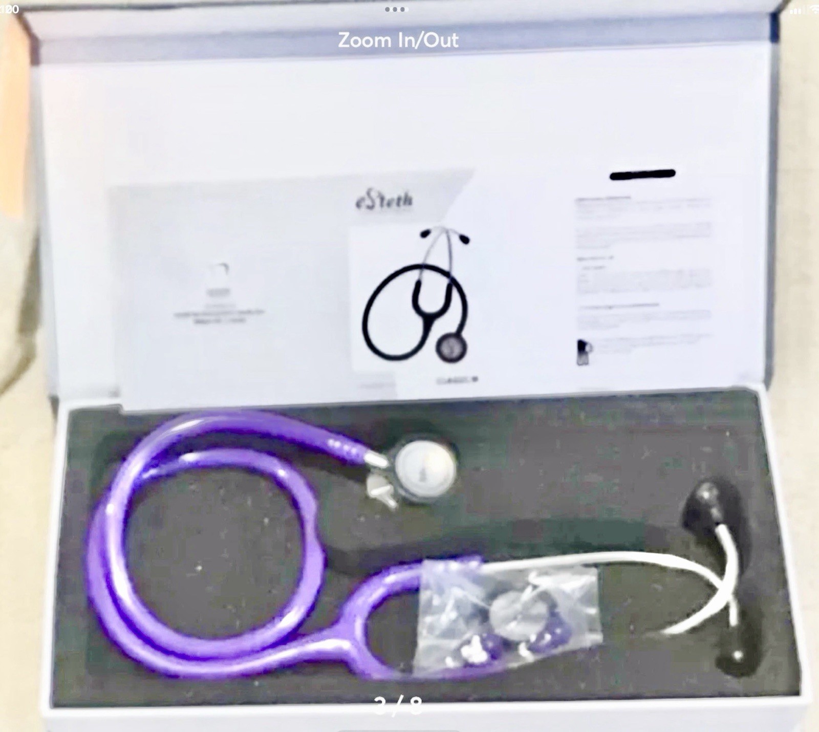 Premium Quality Ultra Sensitive Purple eSteth Classic Stethoscope, 36” L Tubing