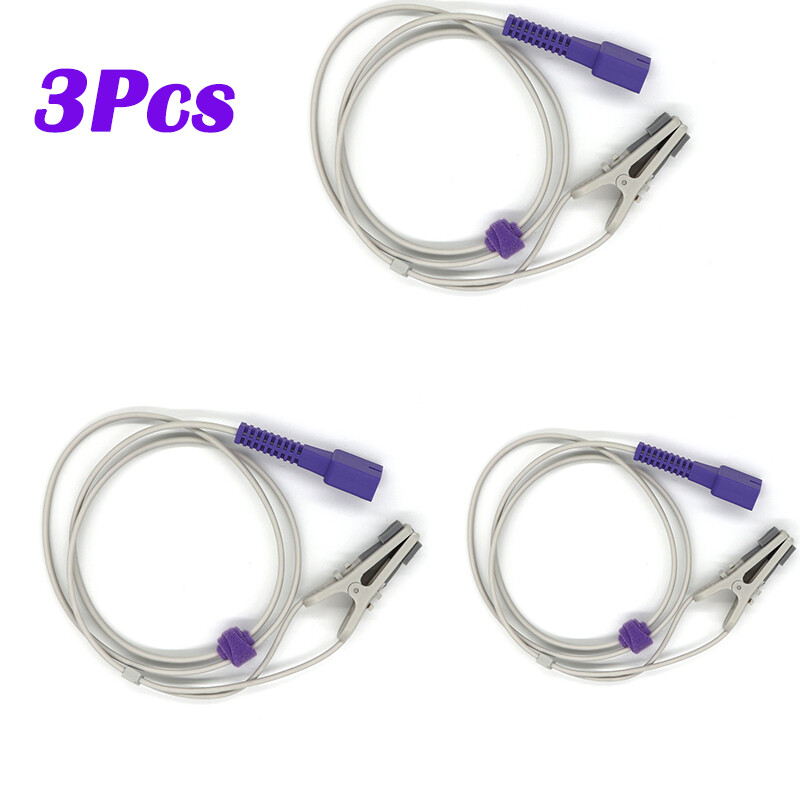 3Pcs Adult Ear Clip SPO2 Sensor Probe 1m 9pin DB9 Apply to Nellcor N-560 N-600