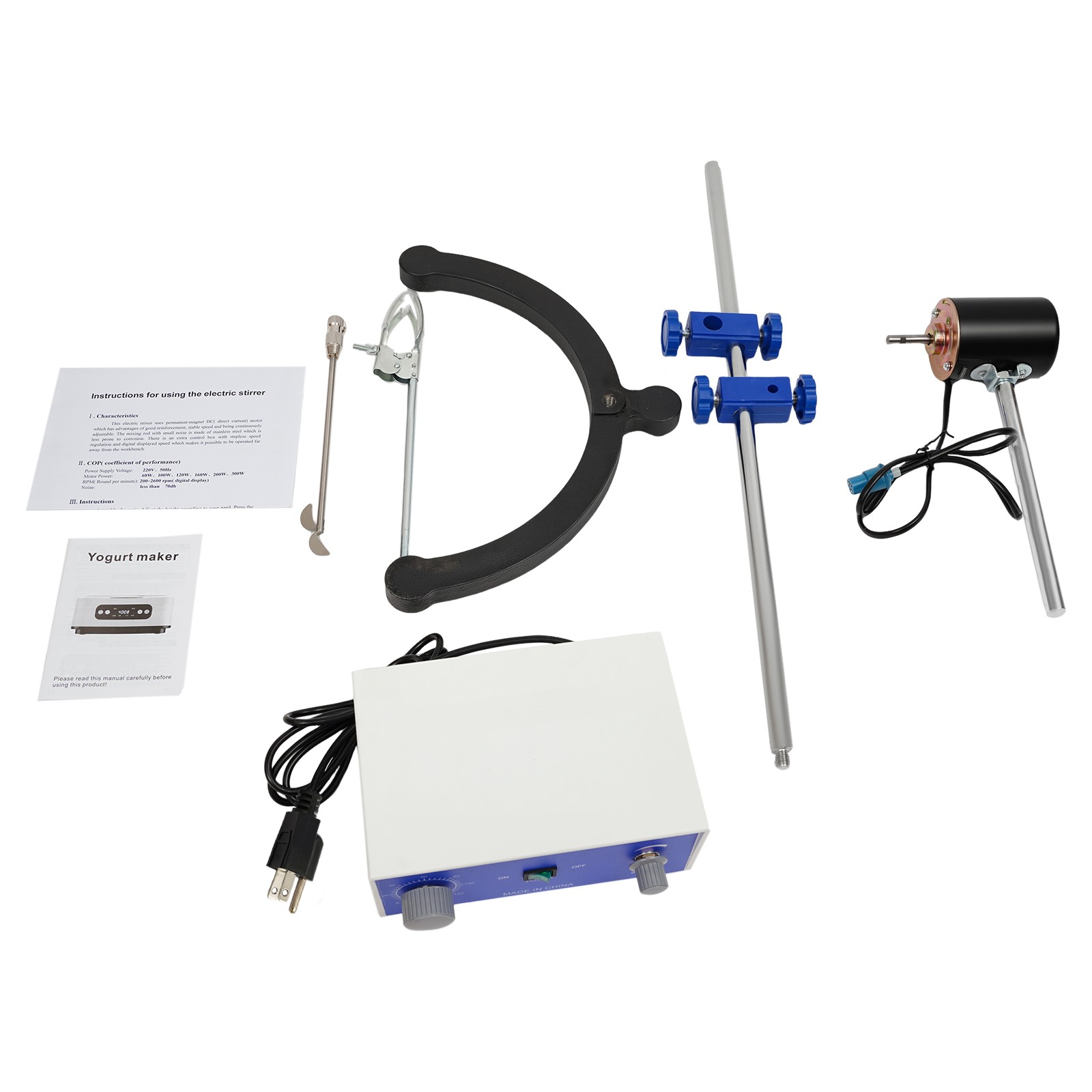 Overhead Lab Stirrer, 100W 2800 RPM, 2.64 Gal Capacity, Digital Timer, 0-120 Min