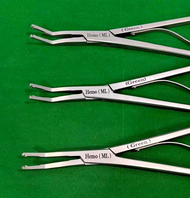 3pc Laparoscopic Open Surgery Hem-o-Lok Applier (ML) Green Reusable Instruments
