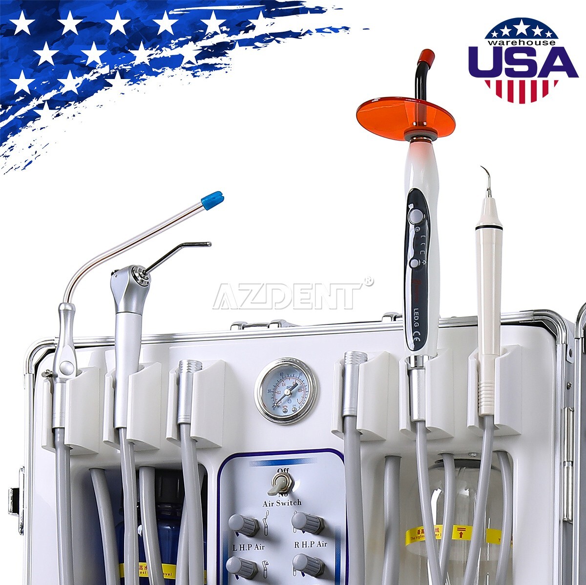 Portable Dental Mobile Delivery Unit Rolling Case Compressor Curing Light/ Chair