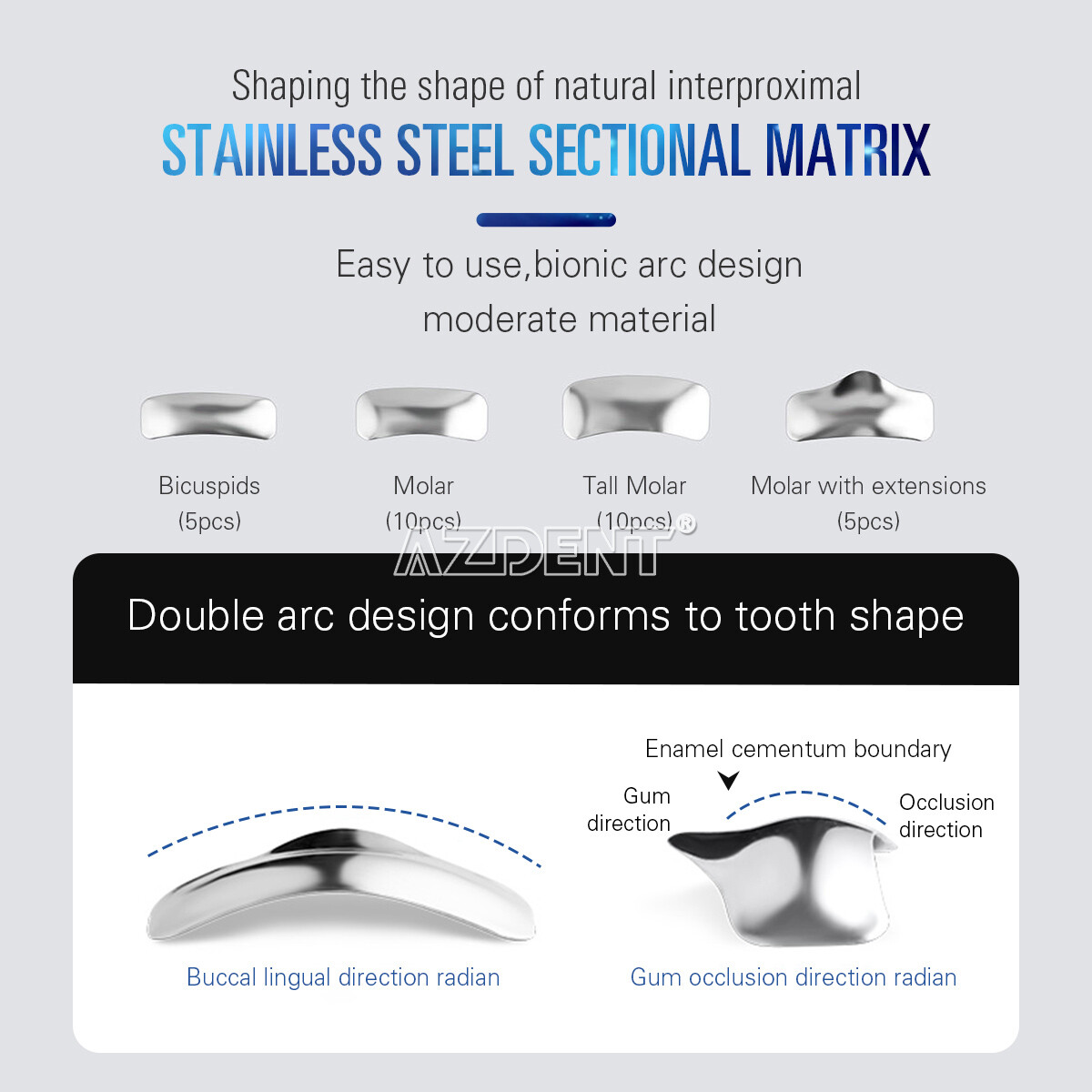 Dental Sectional Contoured Metal Matrices Refill Matrix Band /Diastema Wedges