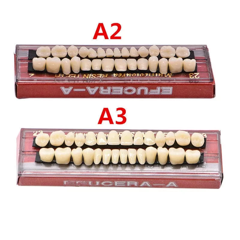 8 Type Dental Acrylic Resin Denture False Teeth Upper Lower Full Set A1/A2/A3