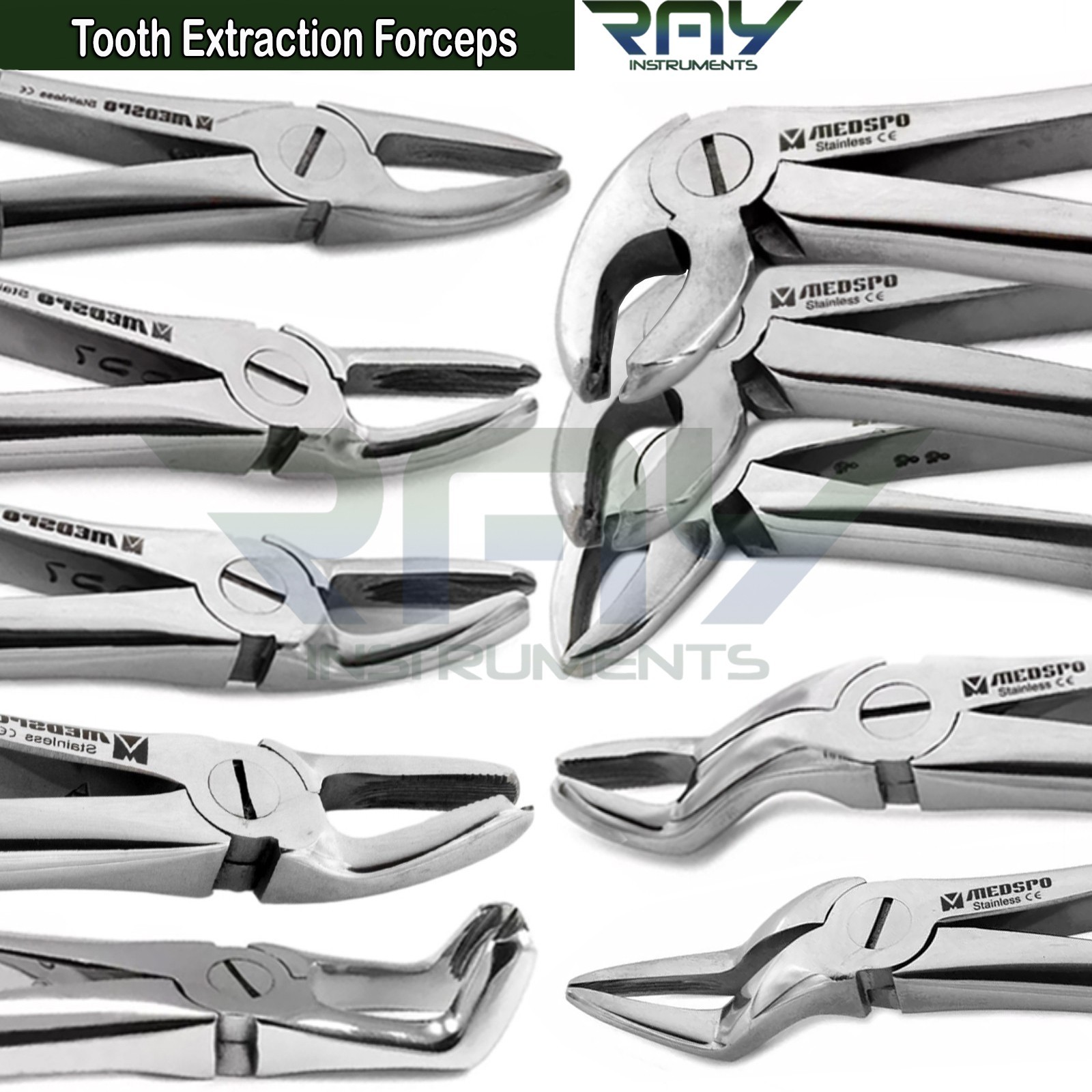 Dental Tooth Extraction Forceps Upper & Lower Molar Extracting Surgical Pliers