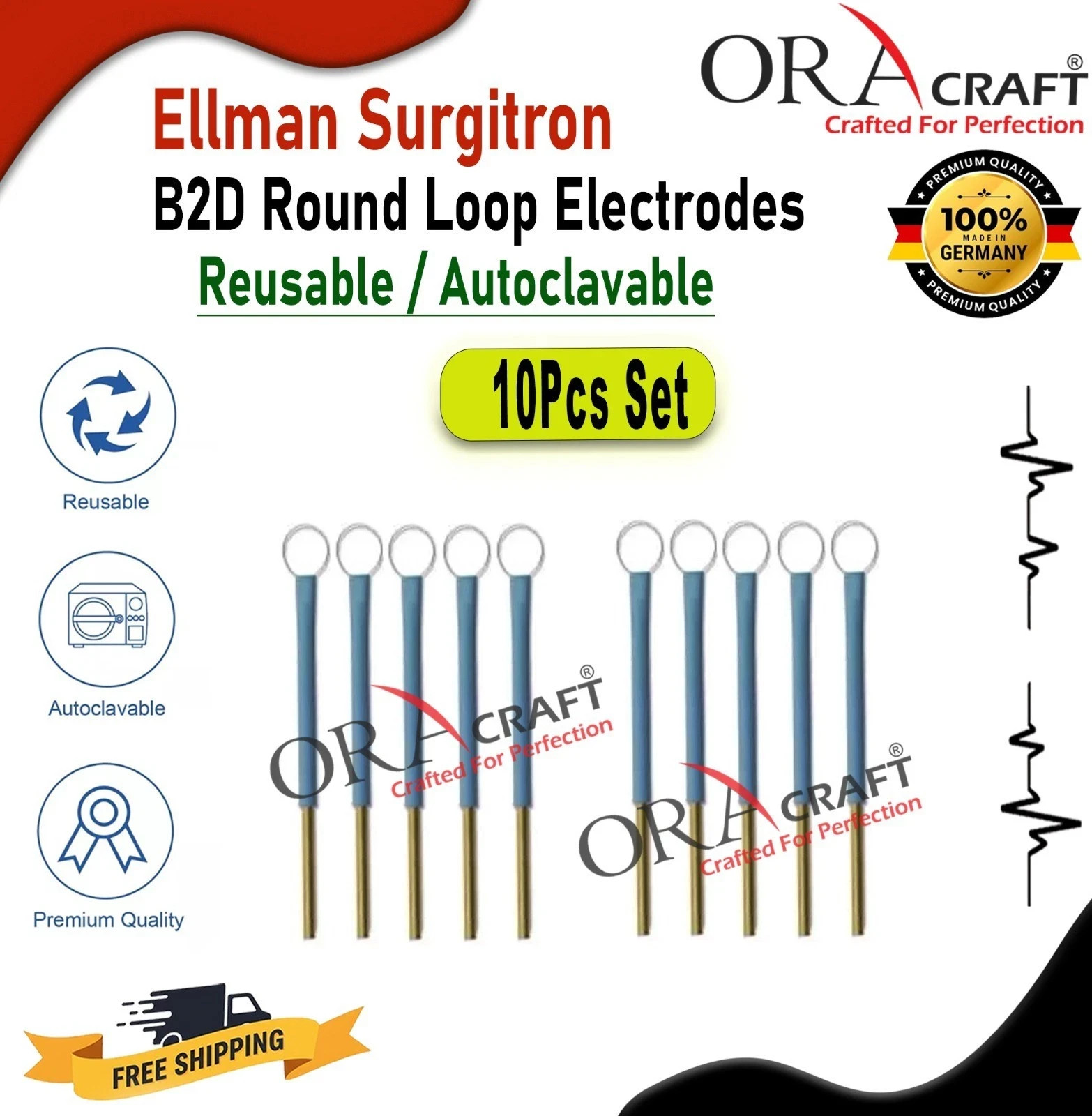 Ellman Surgitron B2D Round Loop Electrodes Reusable Autoclavable 10Pcs Set