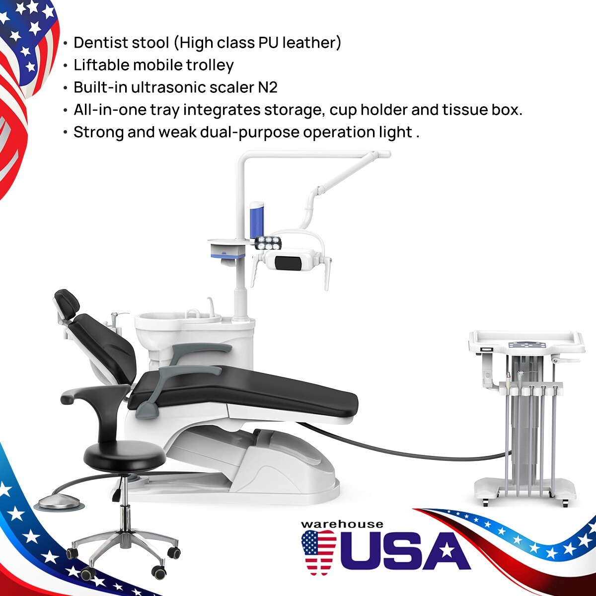 Dental Unit Chair Integral Computer Controlled DC / Mobile Delivery Unit 4 Hole