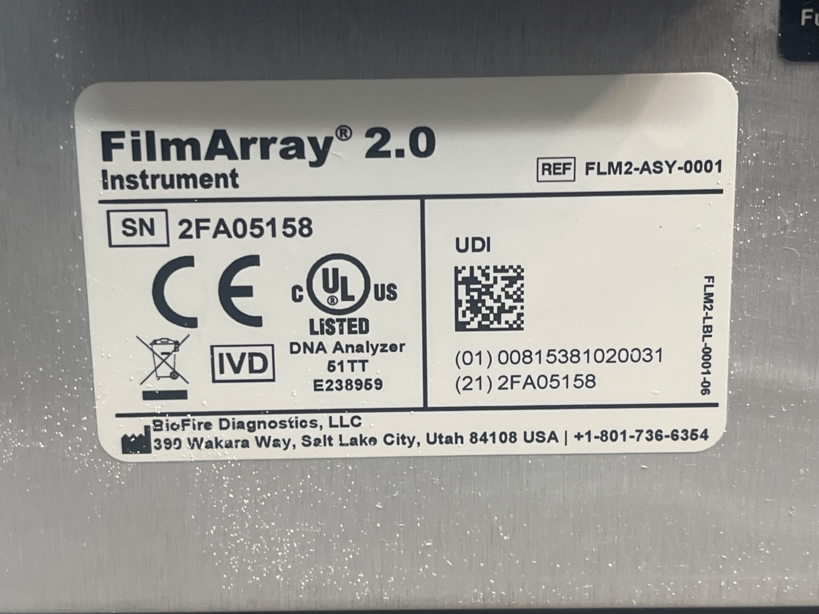 BioFire FilmArray 2.0 Molecular Diagnostic Instrument DNA Analyzer / PCR System