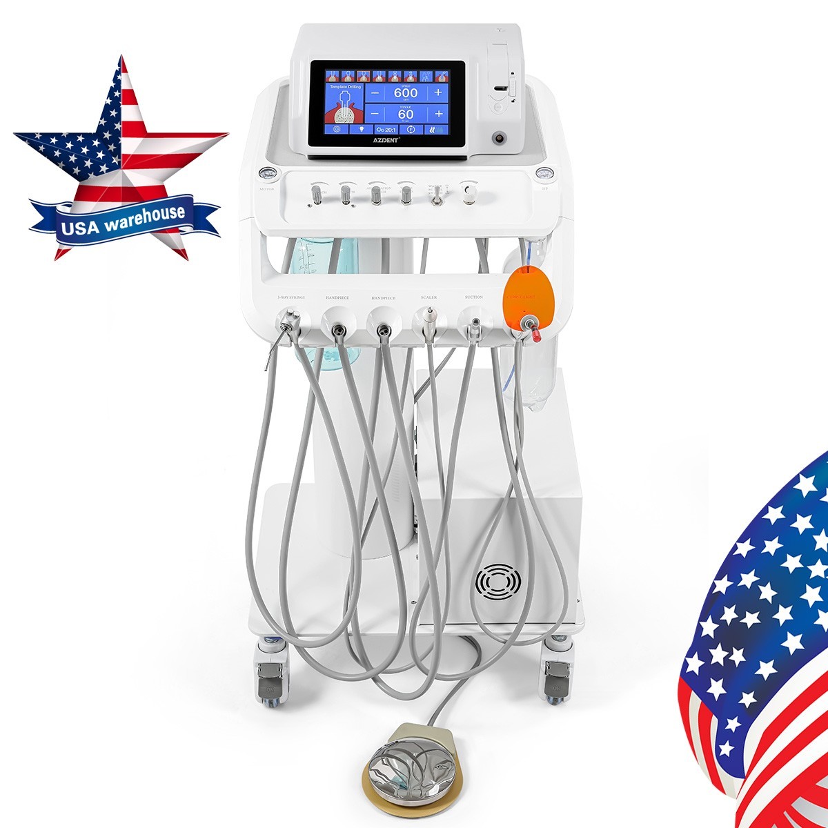 Portable Dental Unit Delivery Cart with Air Compressor/Dental Suction System