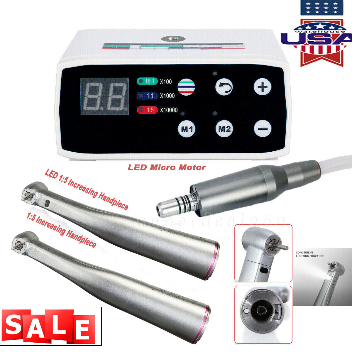 Dental Brushless LED Electric Micro Motor/ 1:5 Increasing Handpiece NSK Style ds