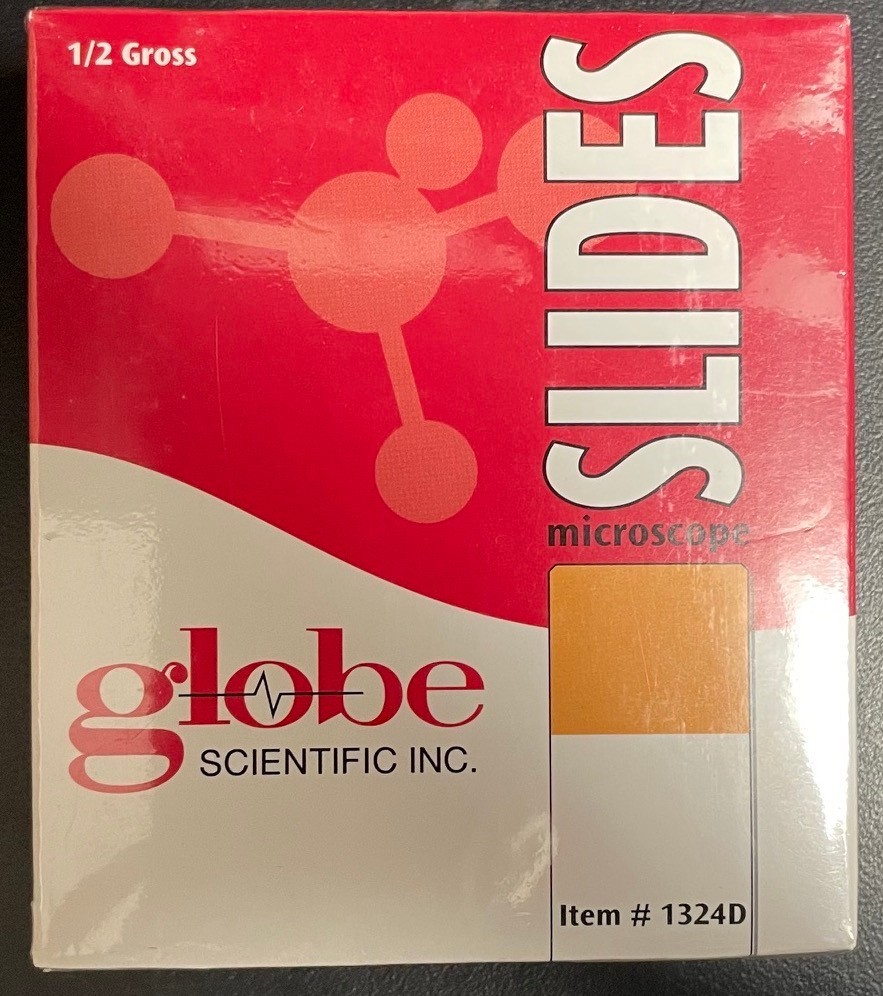 Globe Scientific microscope slides, Color Frosted: Gold, 25x75x1, 72/cs