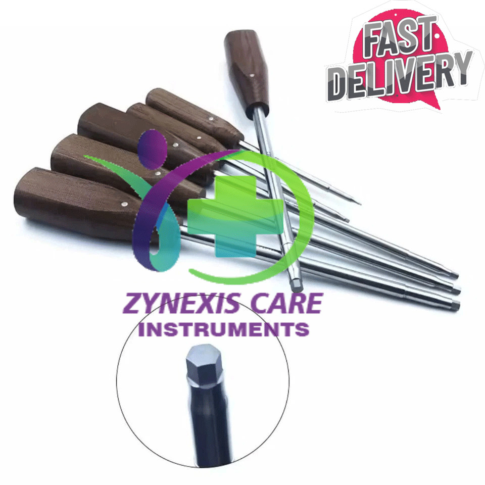 Orthopedic Bone Screw Driver Set of 6 Pcs 1.0mm 1.5mm 2.0mm 2.5mm 3.0mm 3.5mm