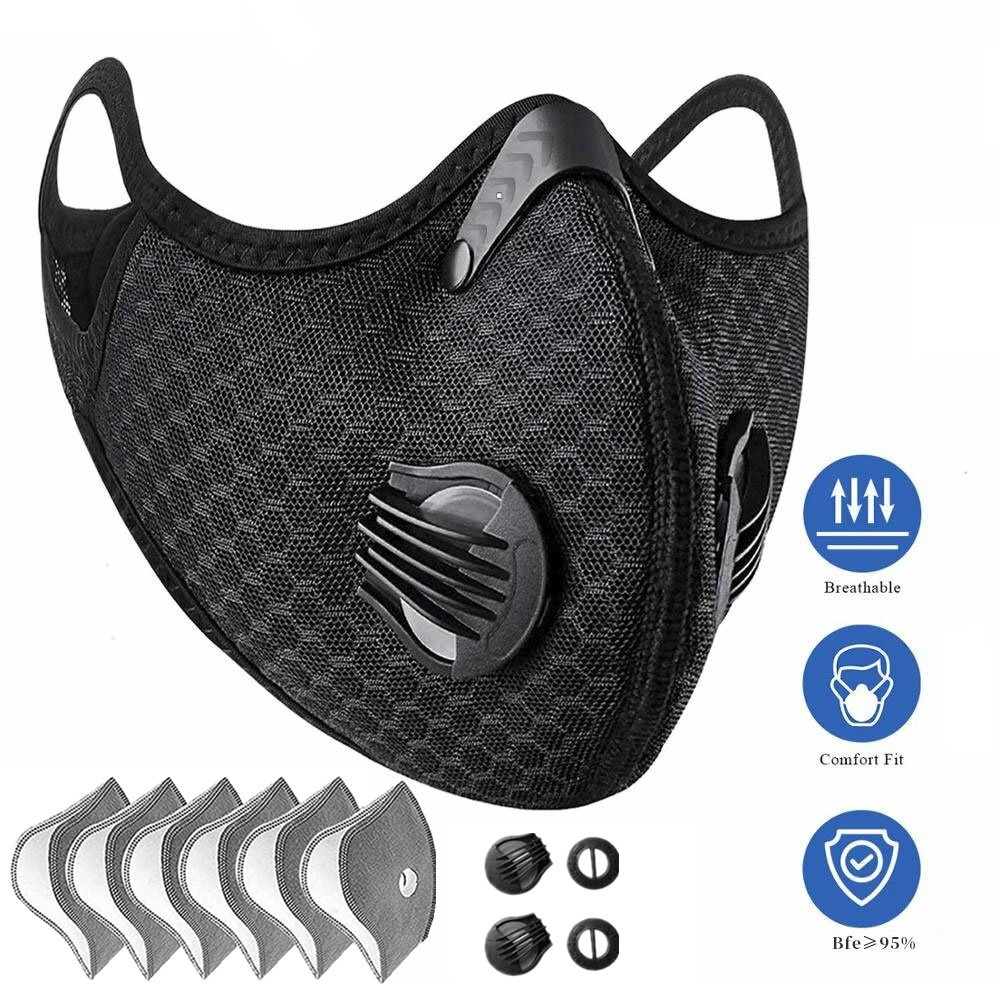 Washable Reusable Facepiece Half Face Cover Respirator Mask With Filters Valves