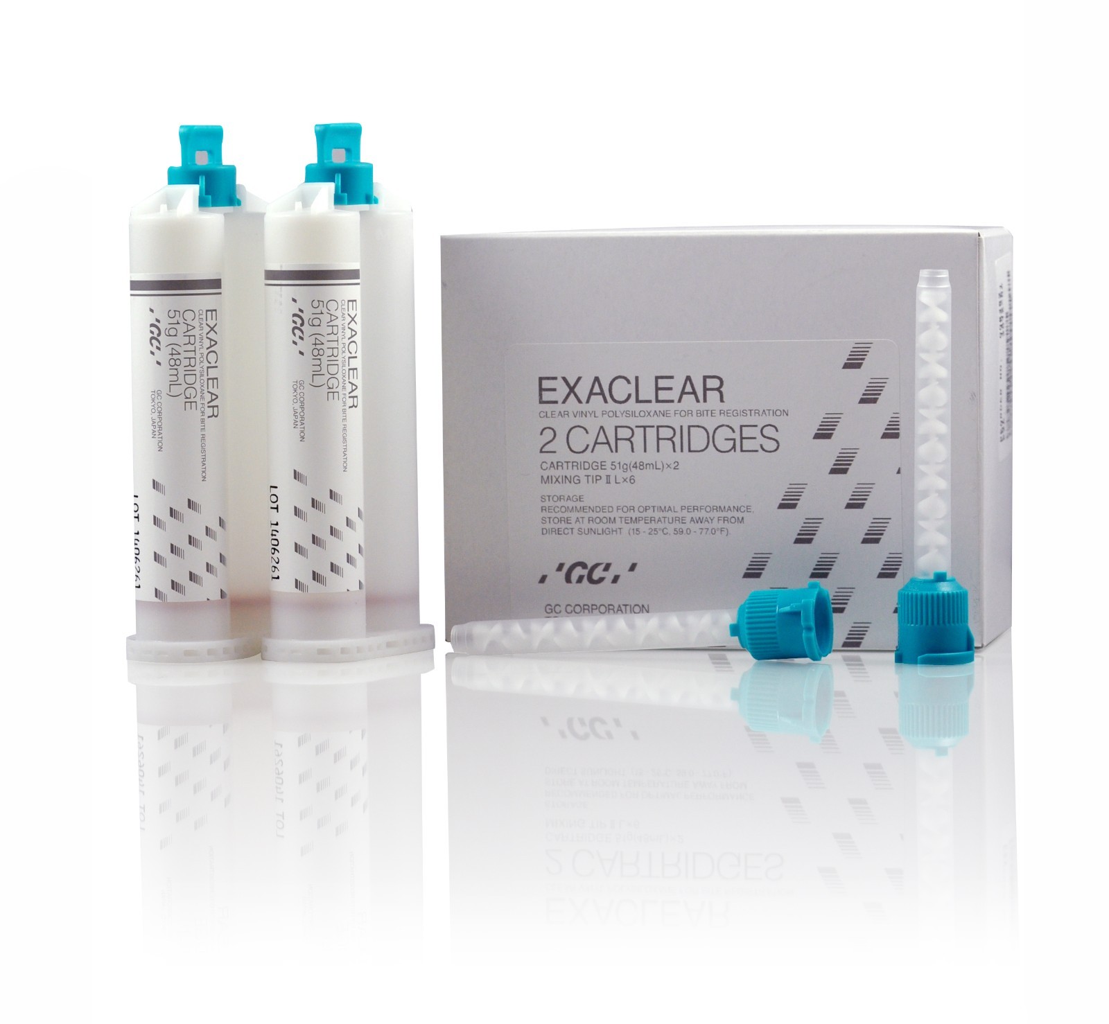 GC Exaclear Dental Clear Vinyl Polysiloxane VPS Bite Registration 2 Cartridges