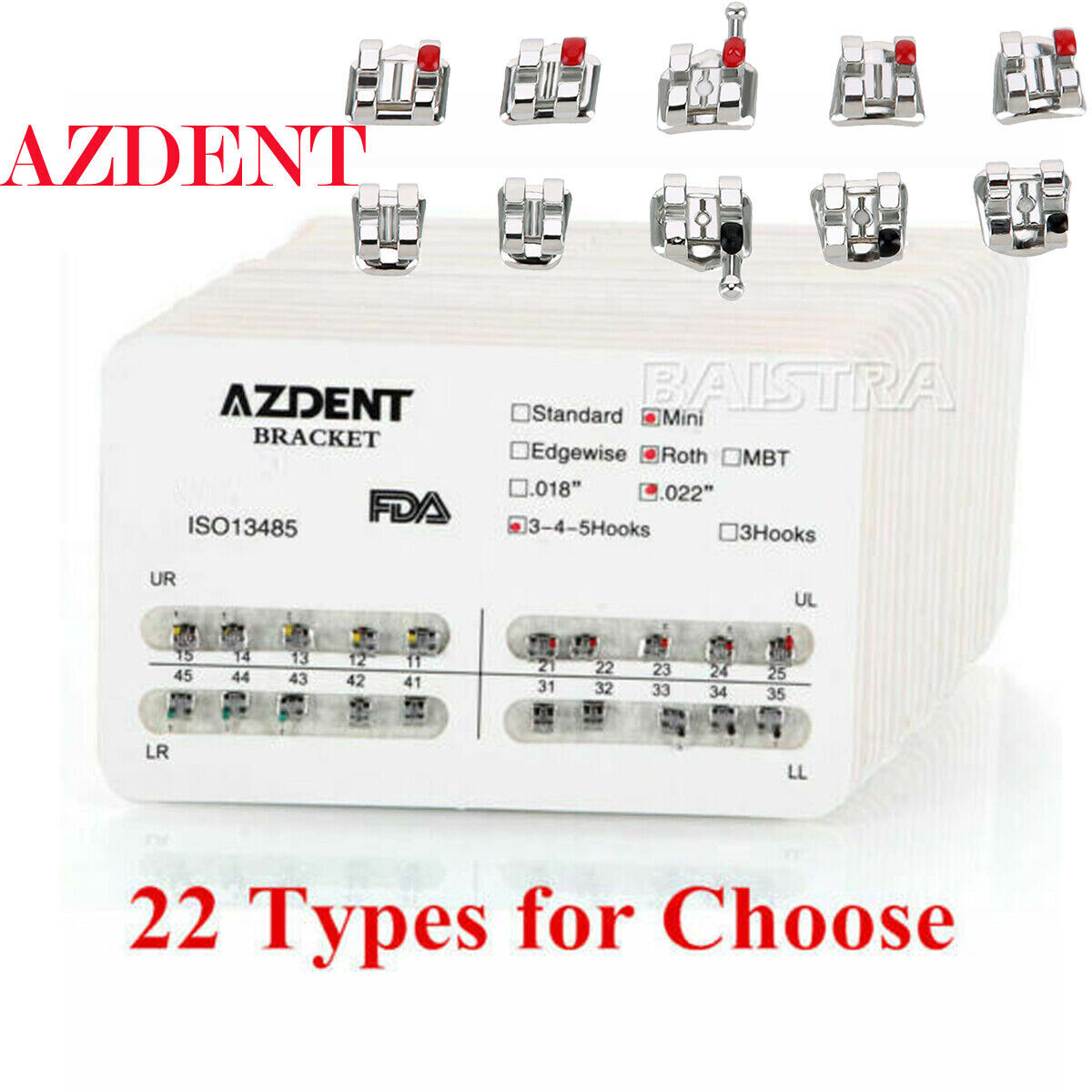 10X AZDENT Dental Orthodontic Brackets Brace Mini Standard Roth/MBT Slot.022 018