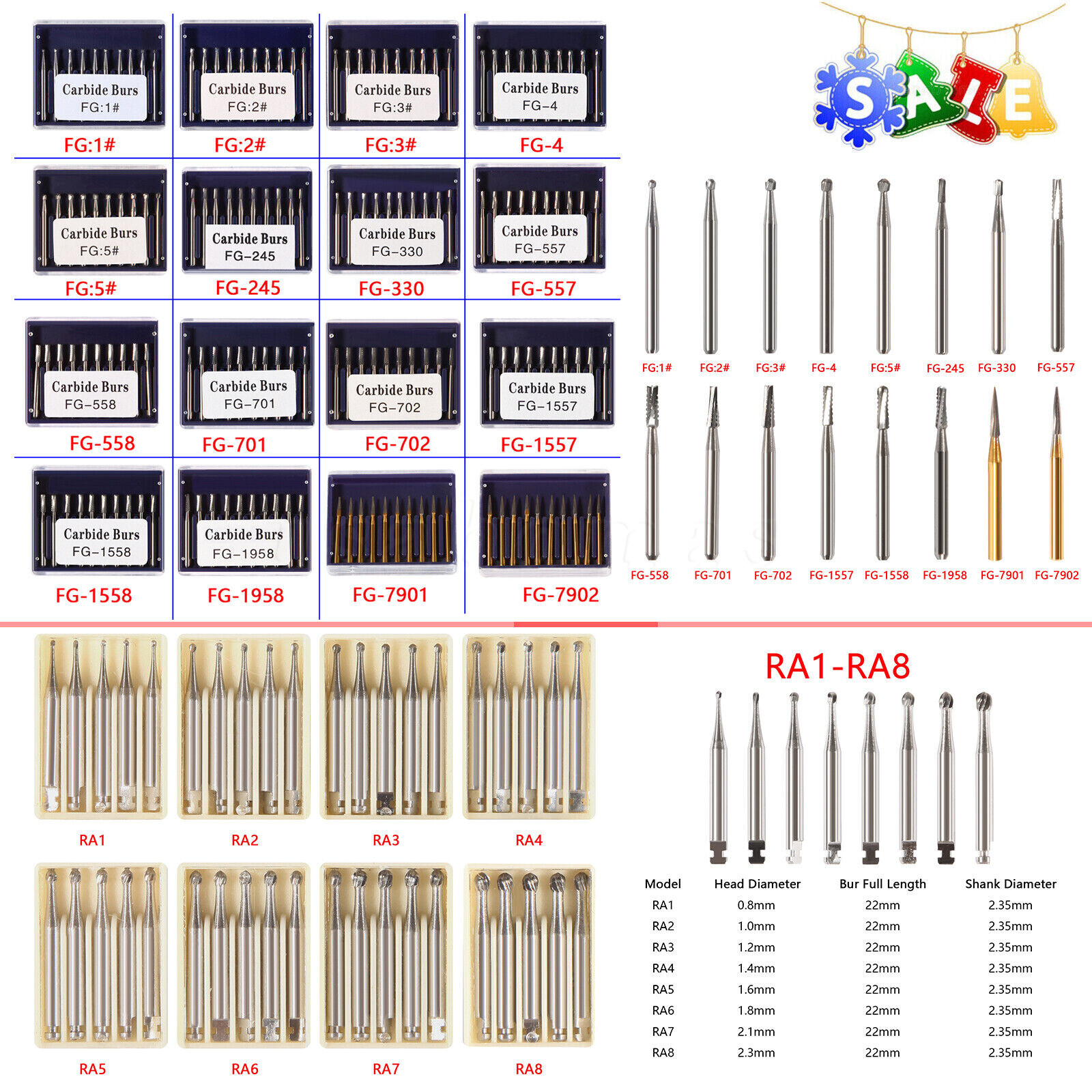 Dental FG RA Fresas de carburo tungsteno Fit Alta baja Velocidad pieza de mano