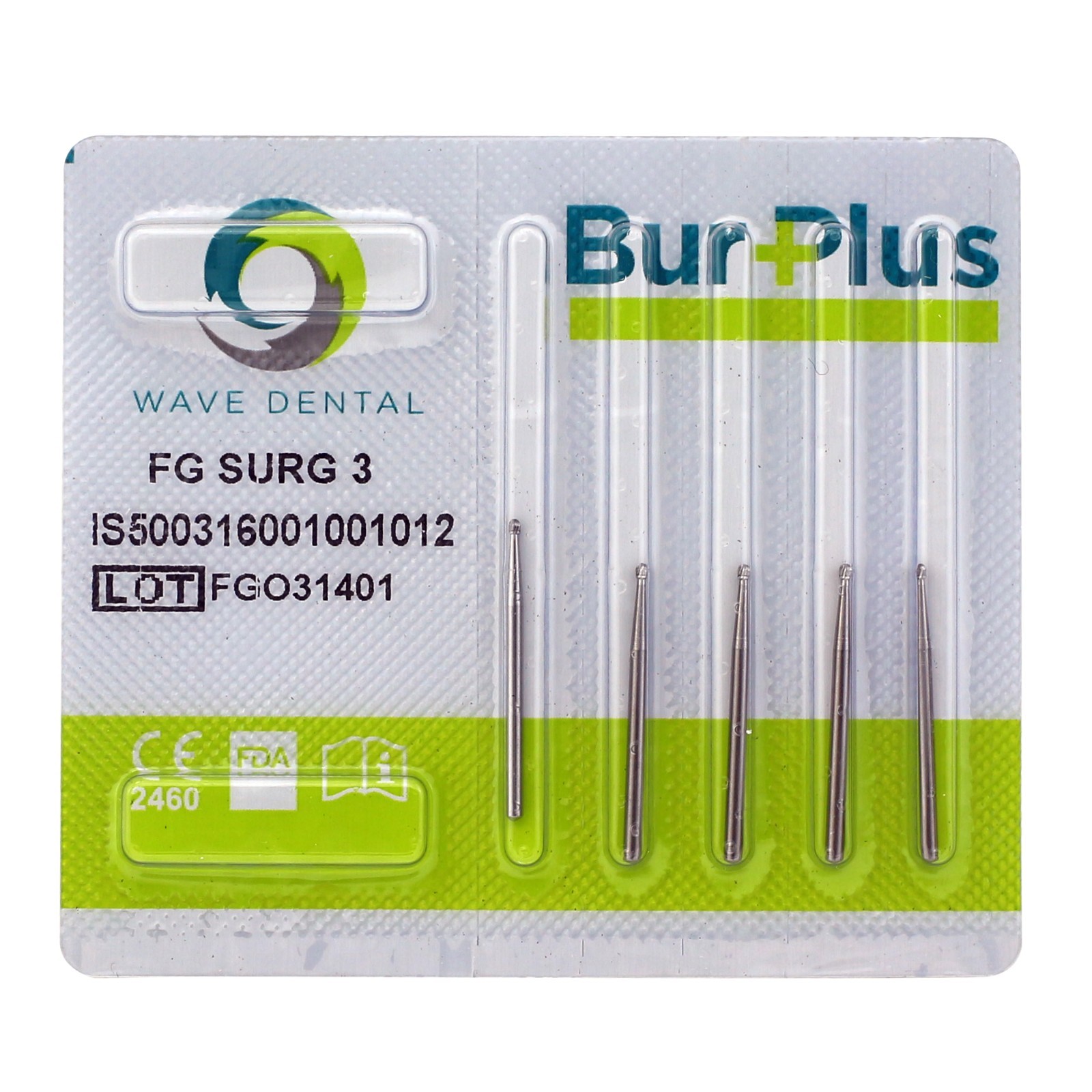 Wave Dental FG Surgical Carbide Burs FGOS 3 25mm Length Ball Shape High Speed