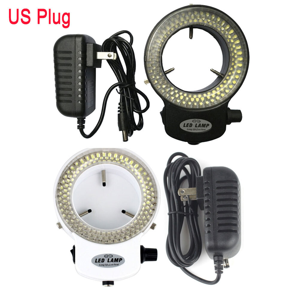 Bright 144 LED Bulbs Microscope Ring Light Illuminator Lamp Adjustable US Plug
